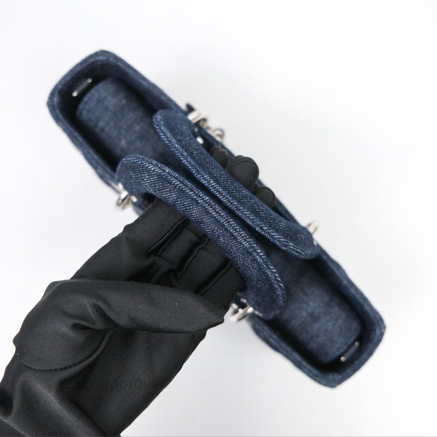 Christian Dior Medium Lady D-Joy Denim Eyelet Silver Hardware