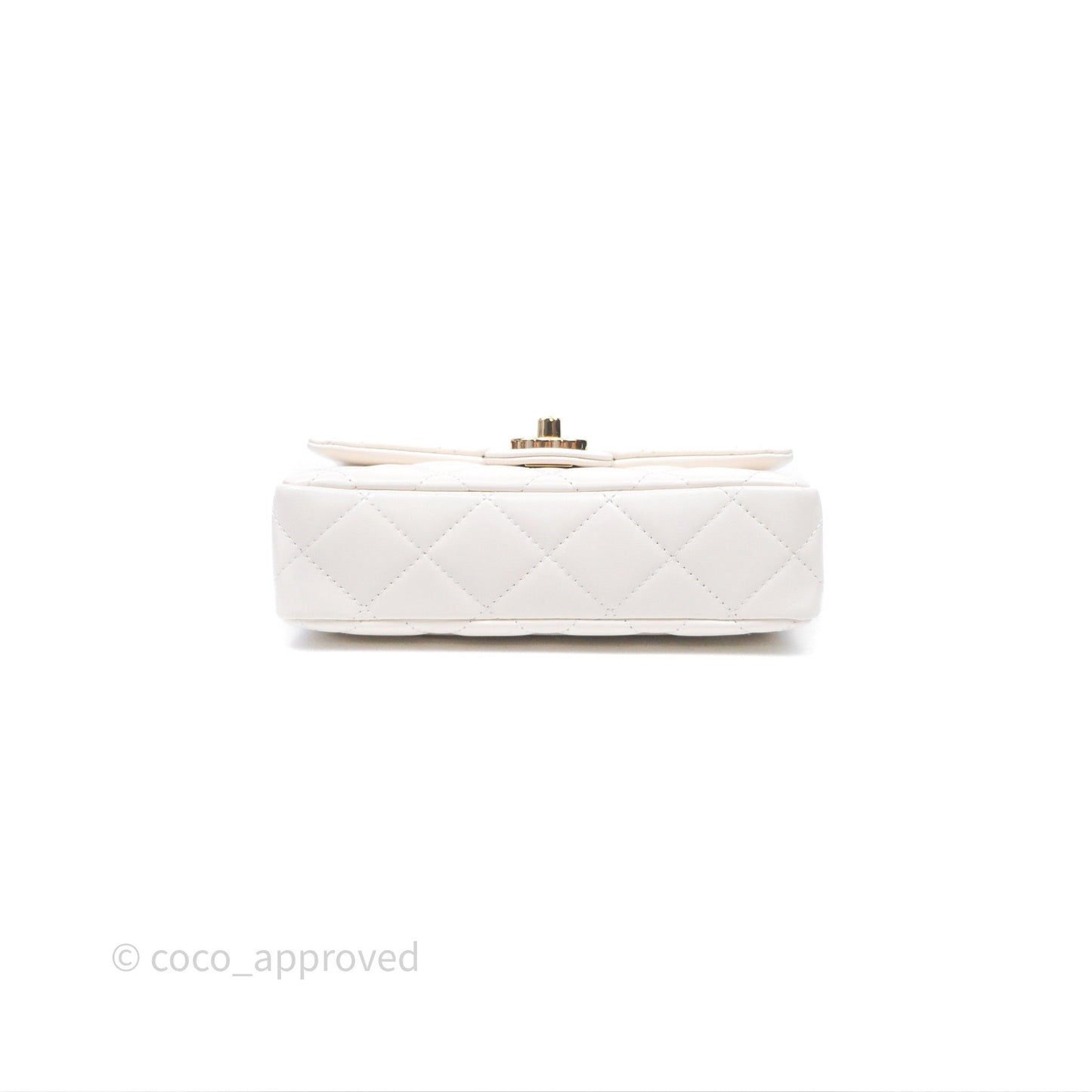 Chanel Top Handle White Lambskin Gold Hardware