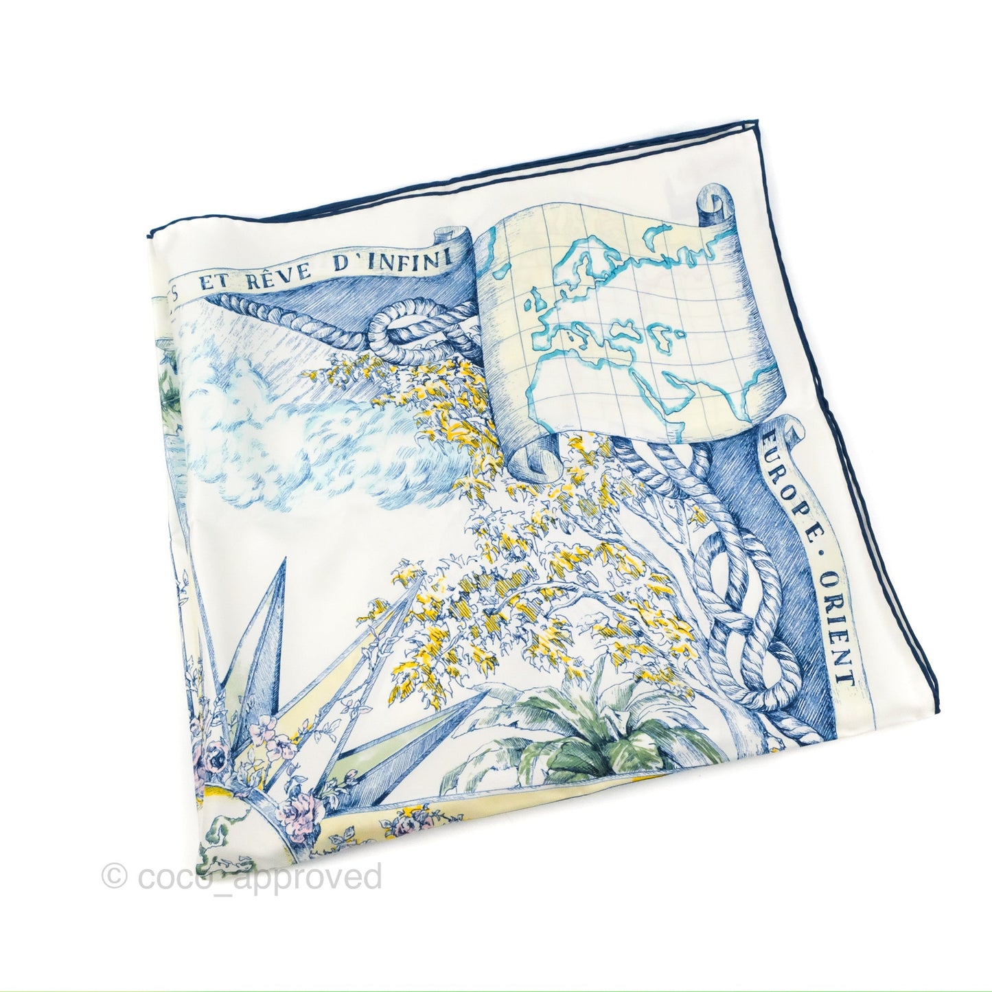 Dior Rêve d'Infini Square Scarf 90 Ecru Multicolor Silk Twill