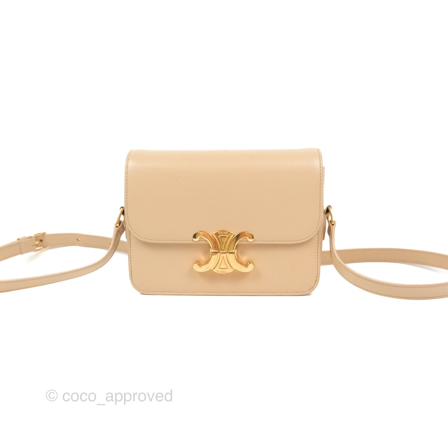 Celine Teen Triomphe Bag Shiny Calfskin Light Beige