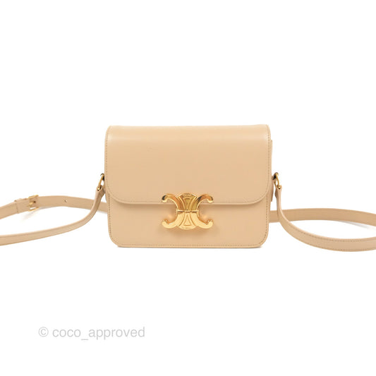 Celine Teen Triomphe Bag Shiny Calfskin Light Beige