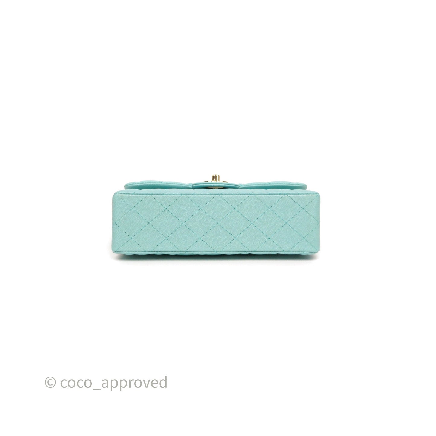 Chanel Small Classic Flap Quilted Light Tiffany Blue Caviar Gold Hardware