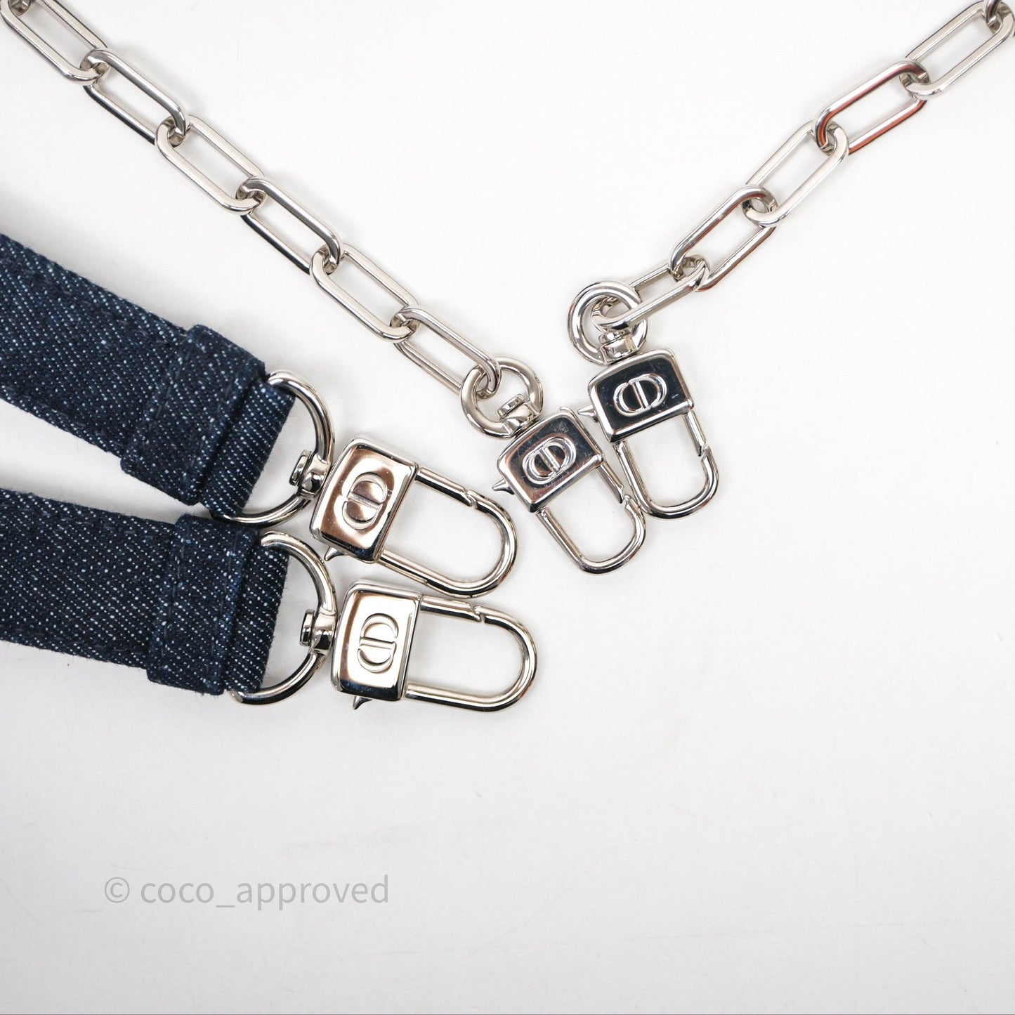 Christian Dior Medium Lady D-Joy Denim Eyelet Silver Hardware