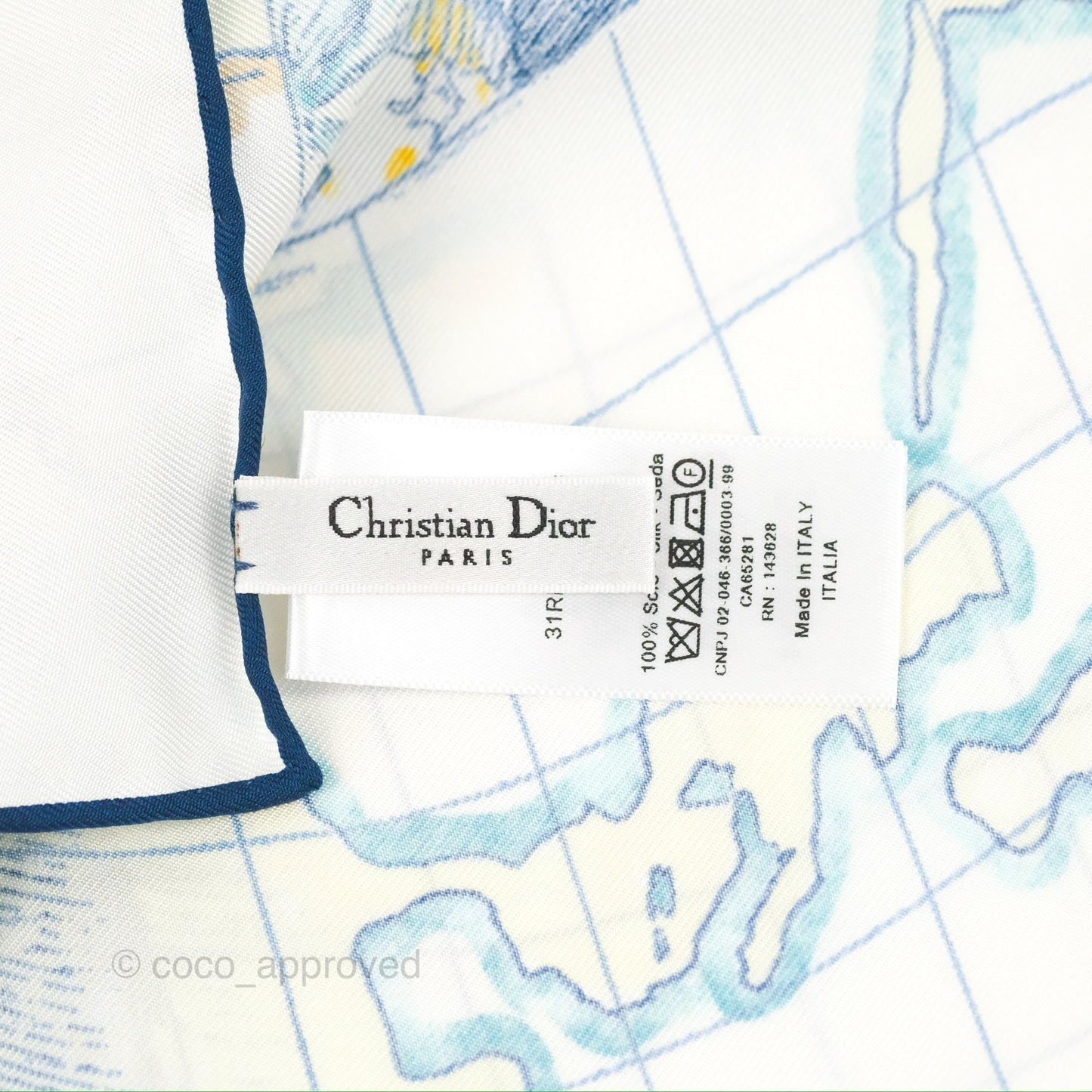 Dior Rêve d'Infini Square Scarf 90 Ecru Multicolor Silk Twill