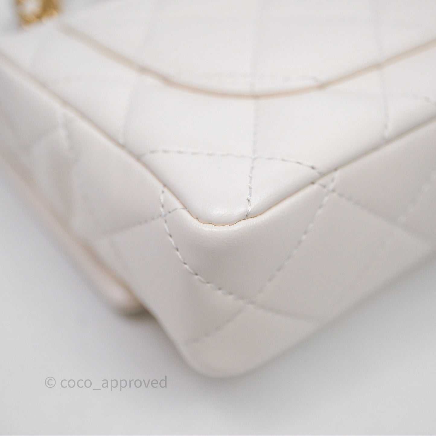 Chanel Top Handle White Lambskin Gold Hardware