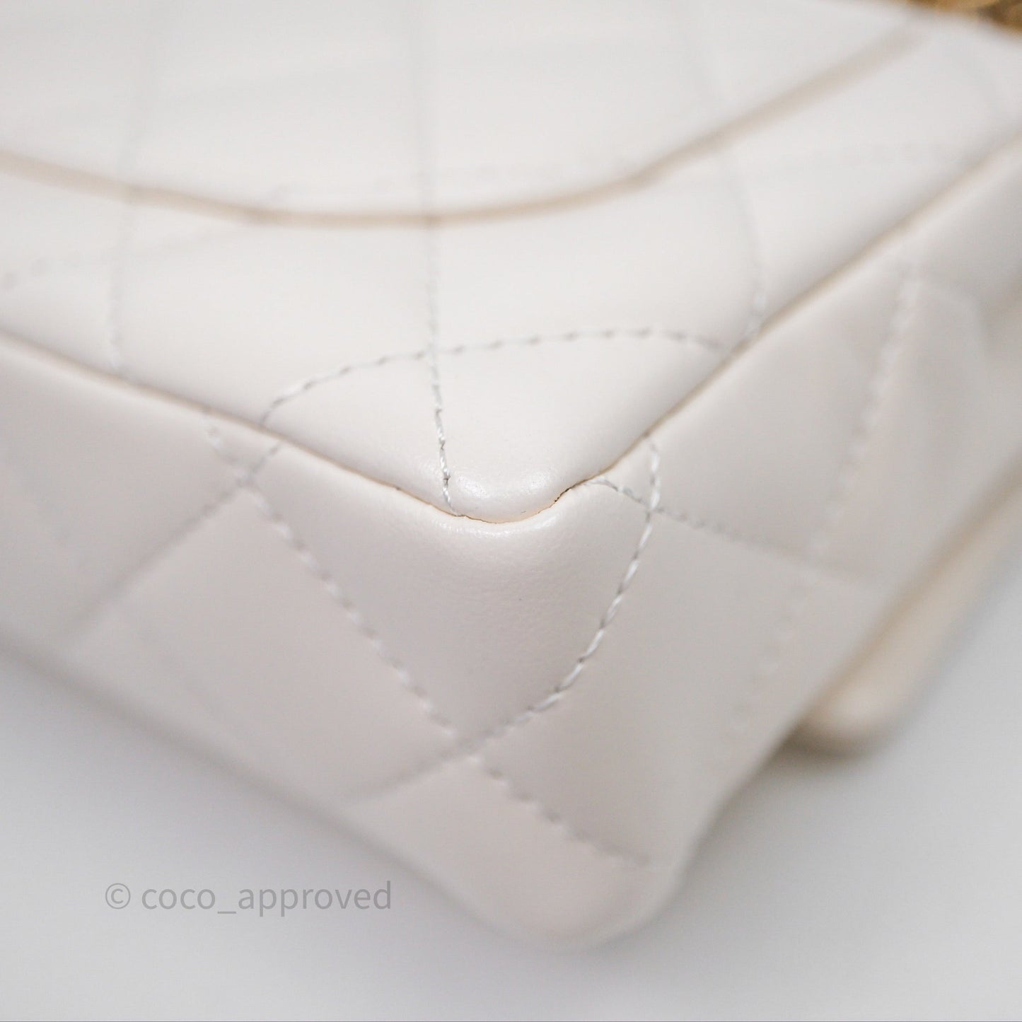 Chanel Top Handle White Lambskin Gold Hardware