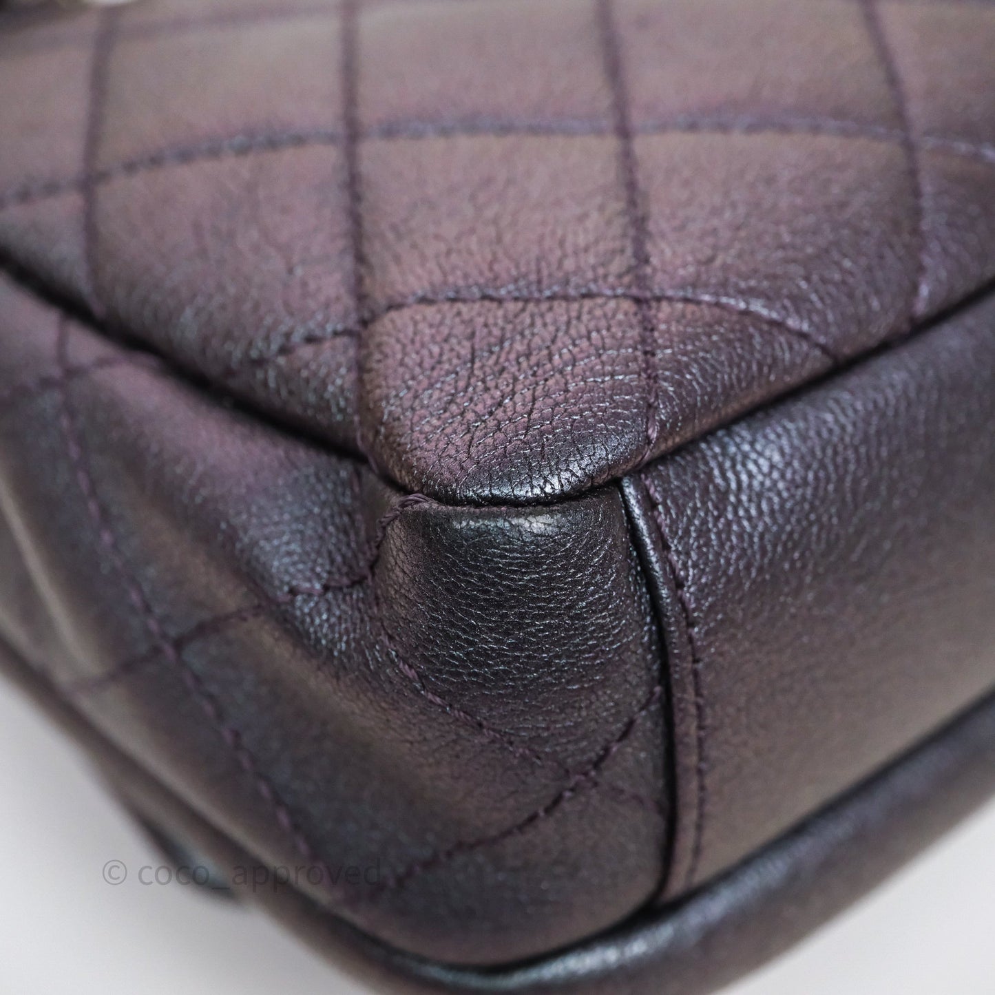 Chanel Quilted Double Carry Waist Chain Flap Iridescent Purple Goatskin Rainbow Hardware