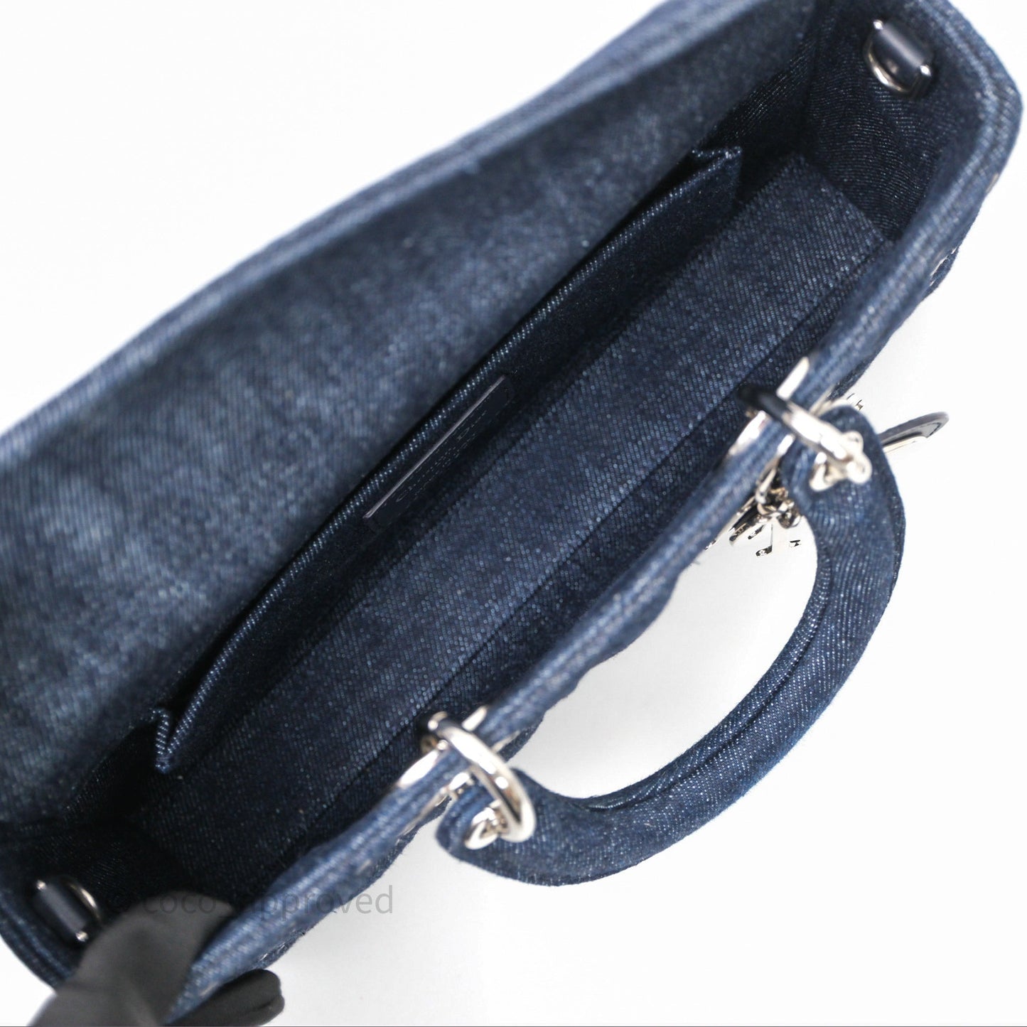 Christian Dior Medium Lady D-Joy Denim Eyelet Silver Hardware