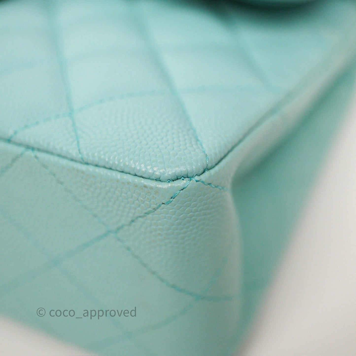 Chanel Small Classic Flap Quilted Light Tiffany Blue Caviar Gold Hardware