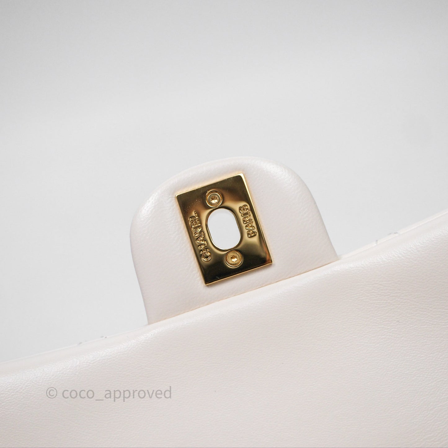 Chanel Top Handle White Lambskin Gold Hardware