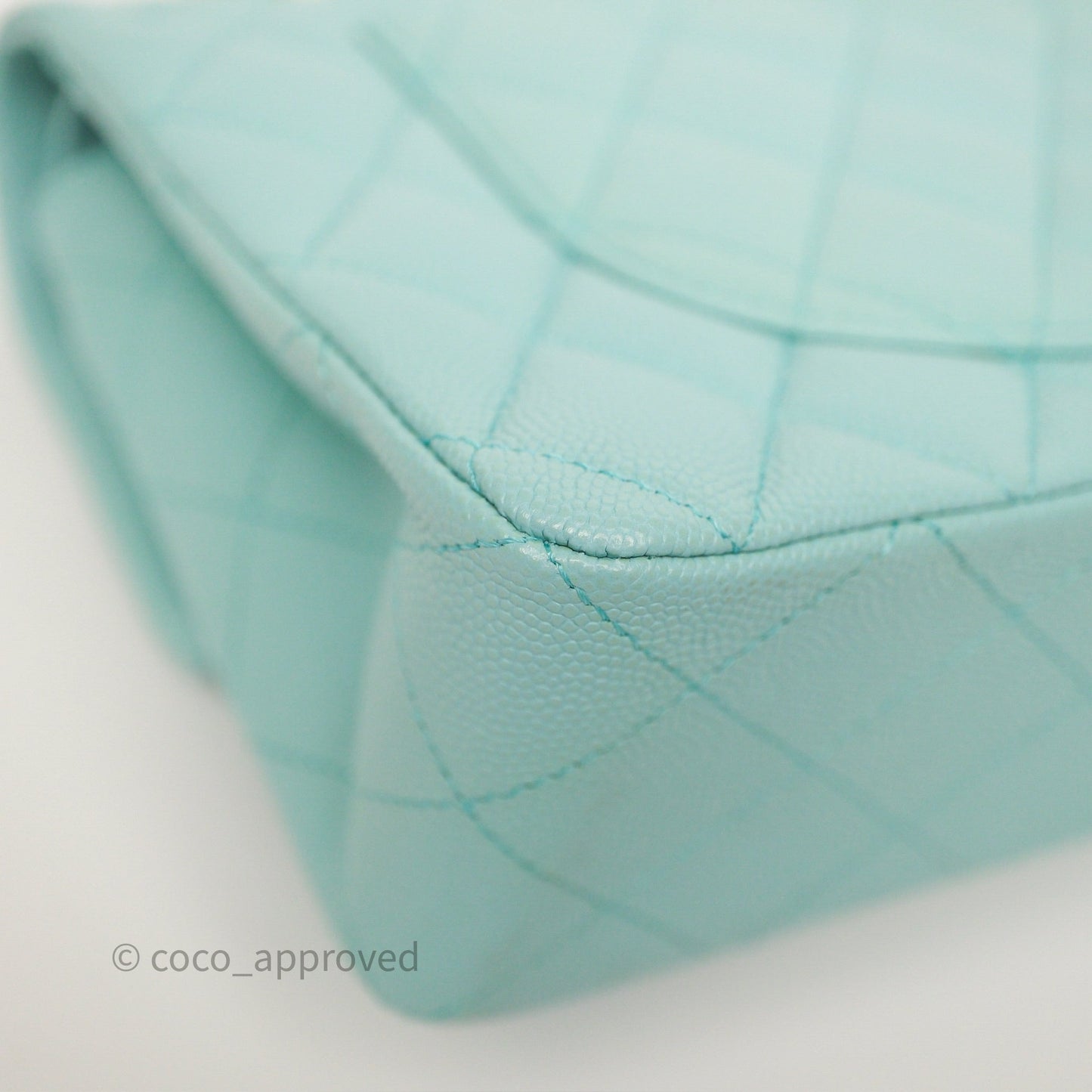 Chanel Small Classic Flap Quilted Light Tiffany Blue Caviar Gold Hardware