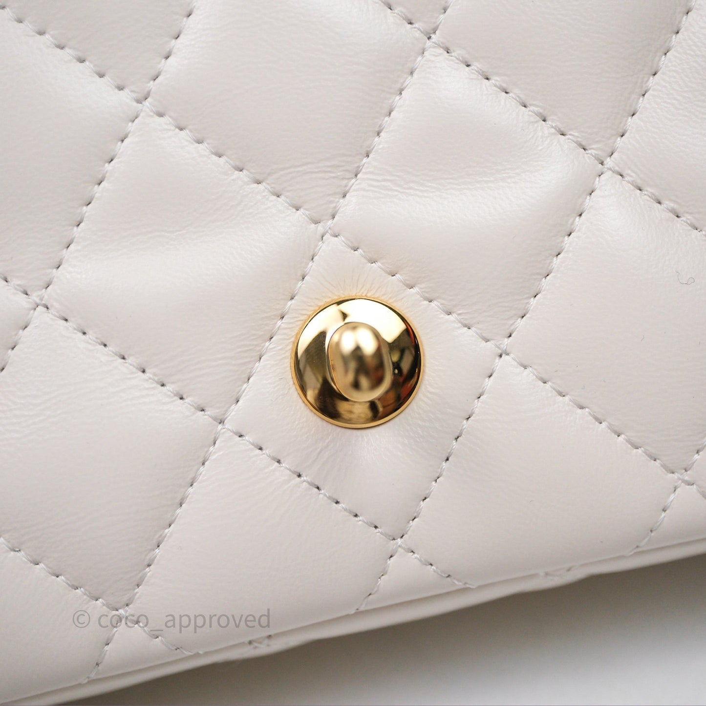 Chanel Top Handle White Lambskin Gold Hardware