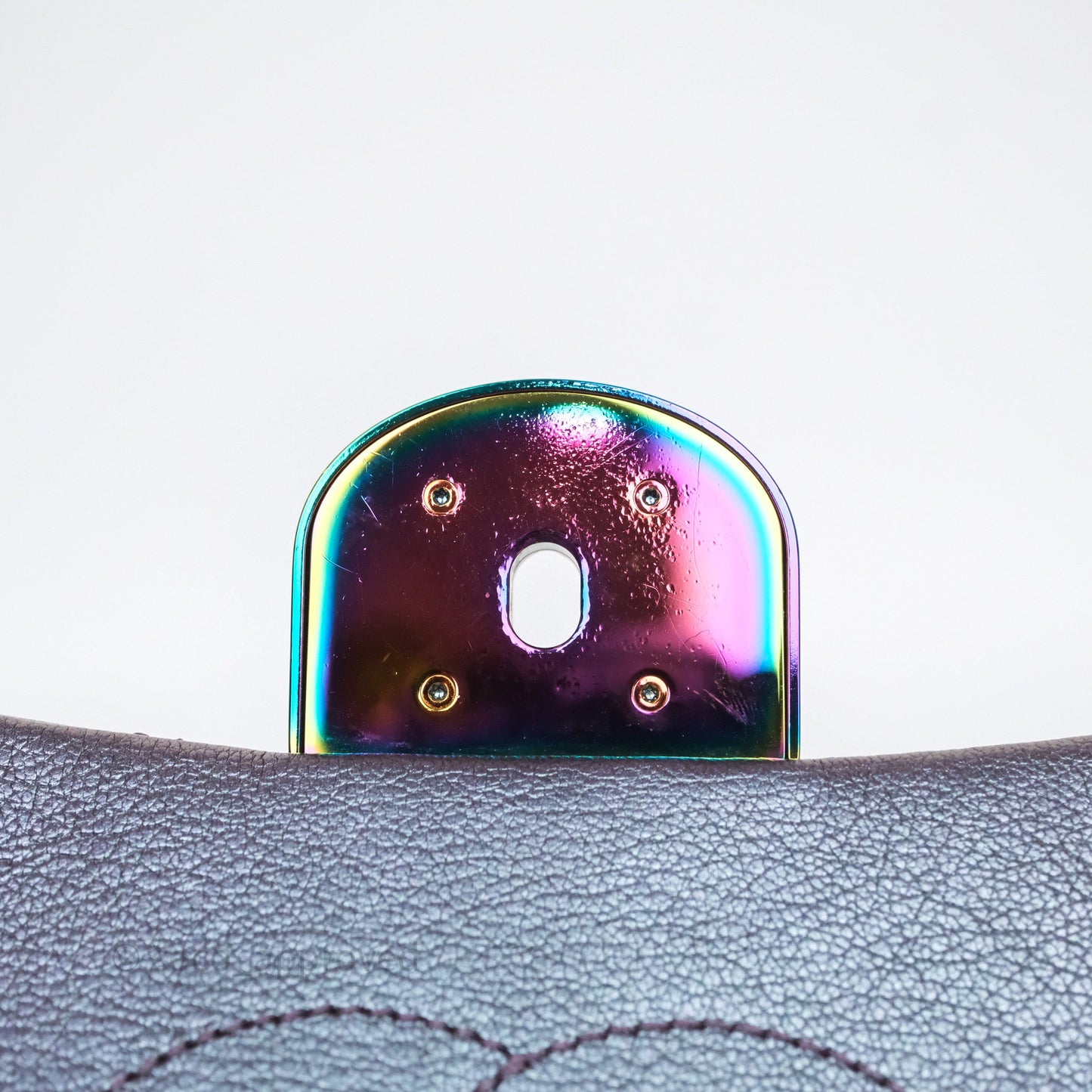 Chanel Quilted Double Carry Waist Chain Flap Iridescent Purple Goatskin Rainbow Hardware
