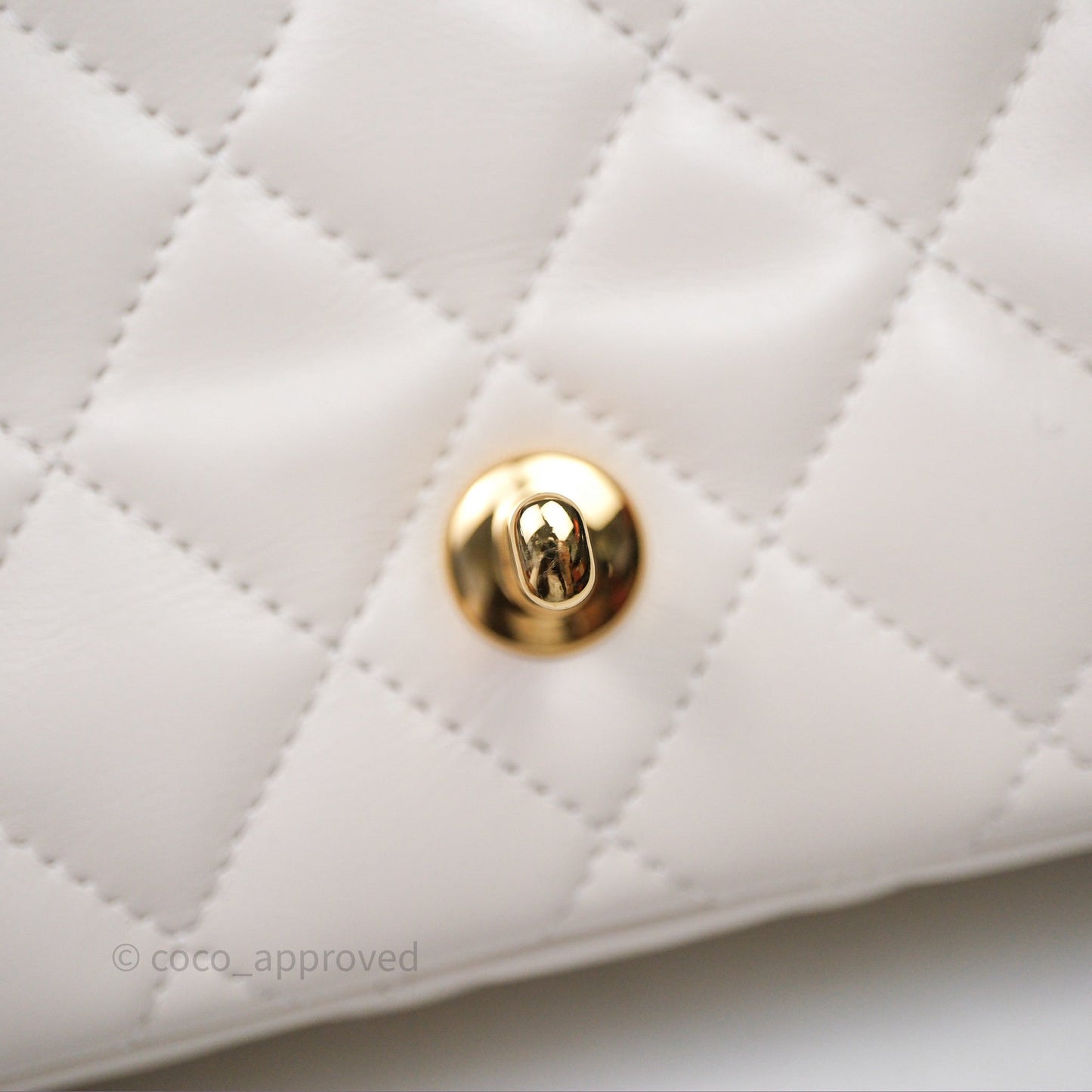 Chanel Top Handle White Lambskin Gold Hardware