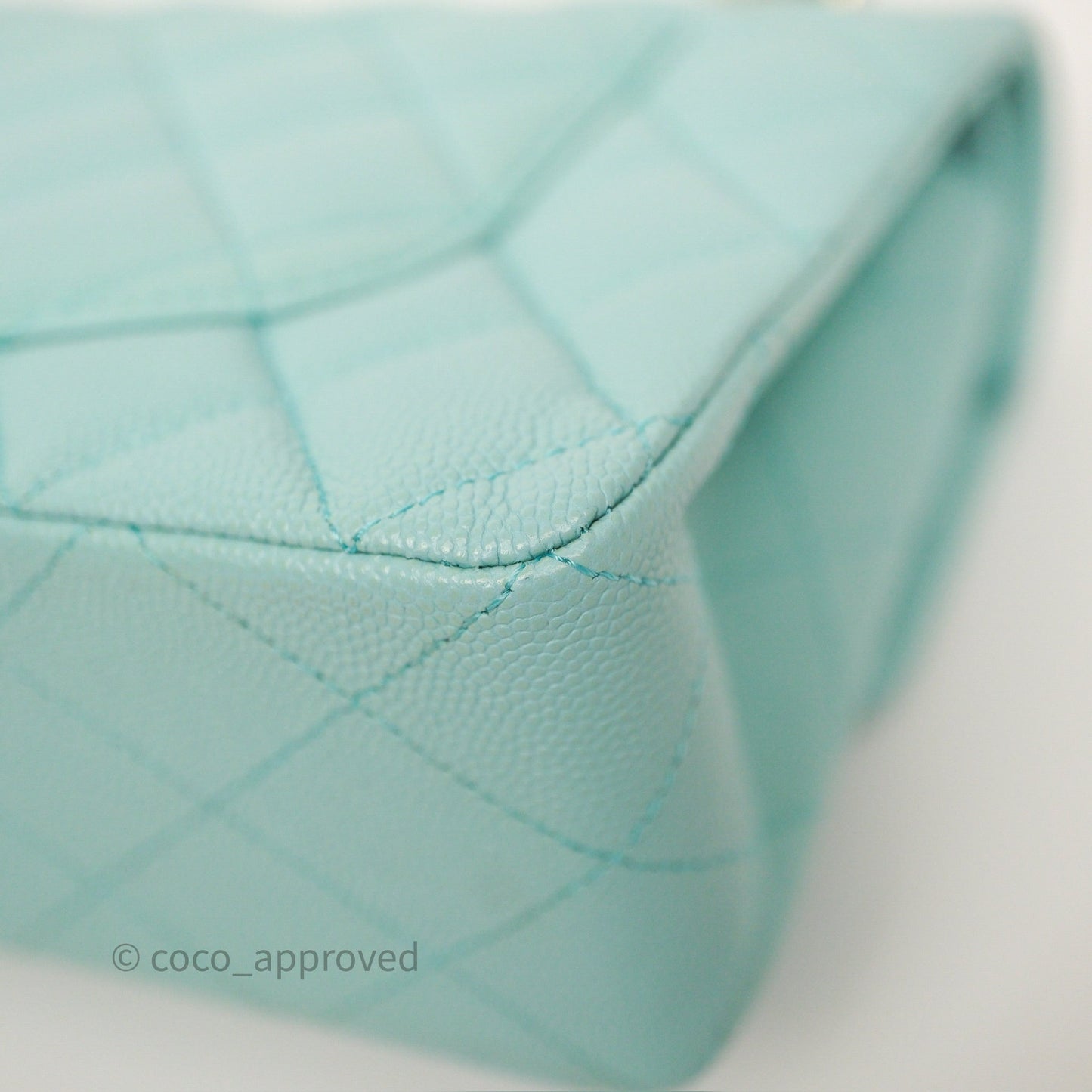 Chanel Small Classic Flap Quilted Light Tiffany Blue Caviar Gold Hardware