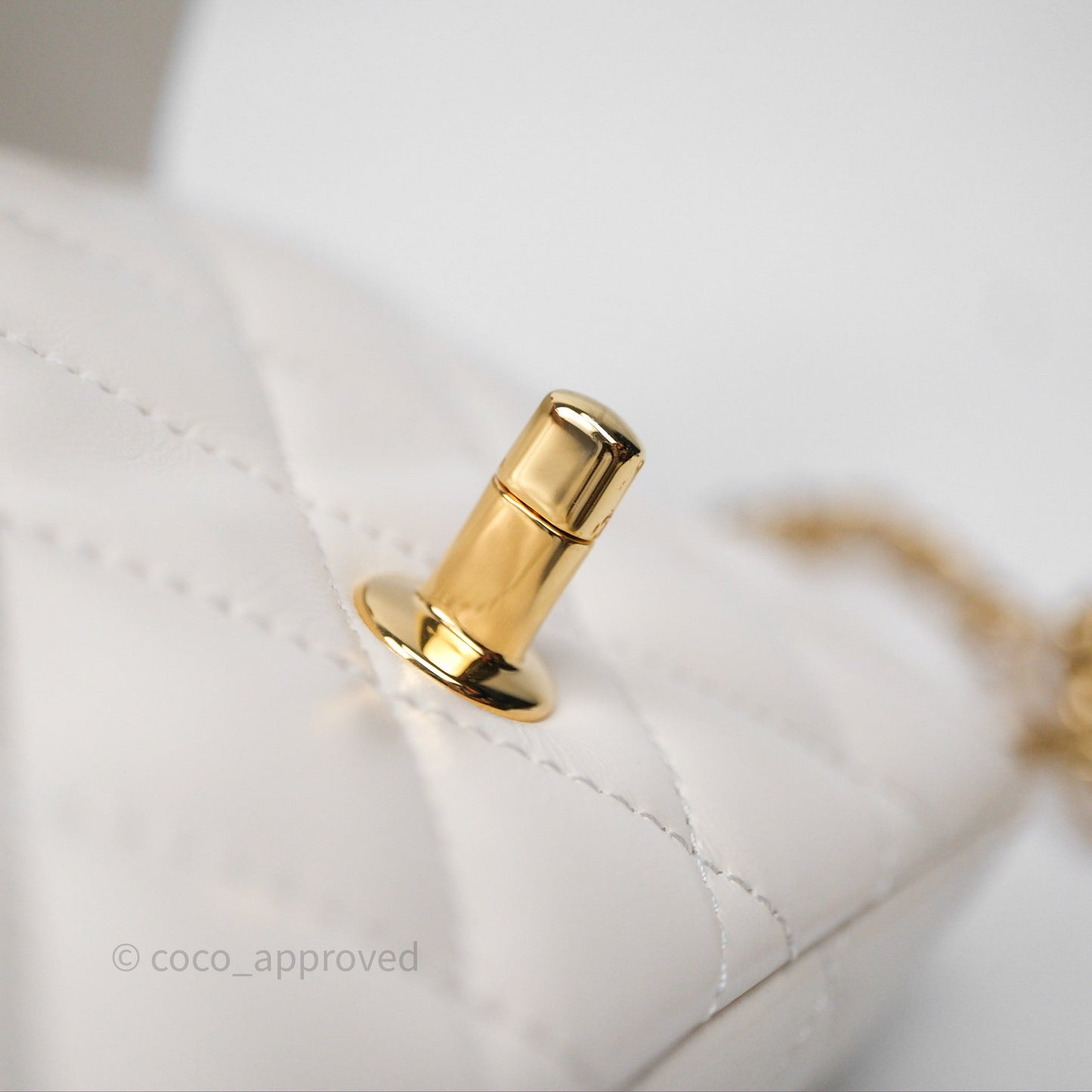 Chanel Top Handle White Lambskin Gold Hardware