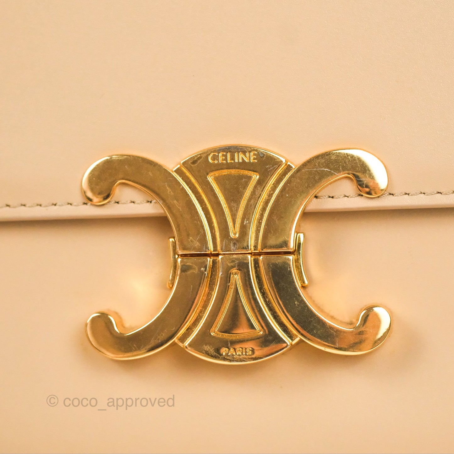 Celine Teen Triomphe Bag Shiny Calfskin Light Beige