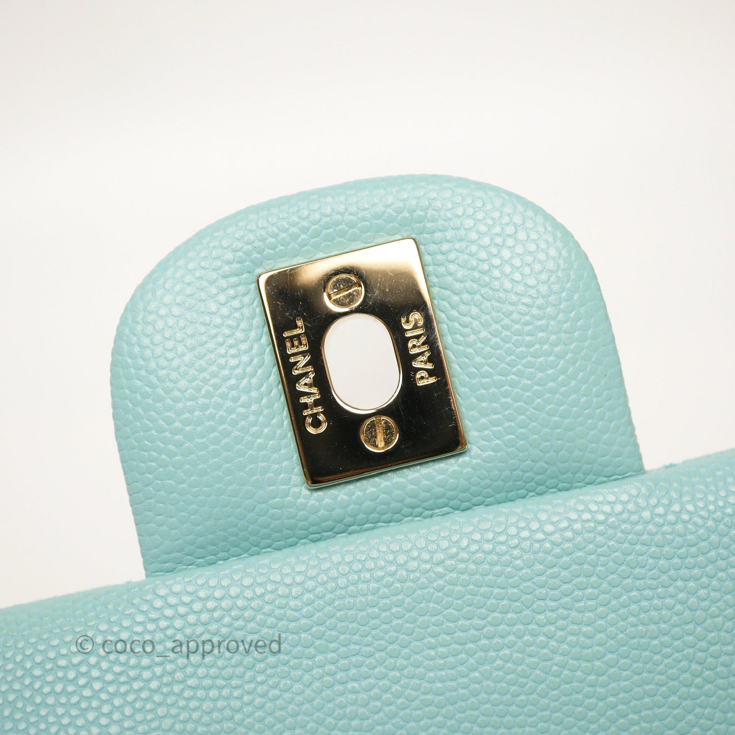 Chanel Small Classic Flap Quilted Light Tiffany Blue Caviar Gold Hardware