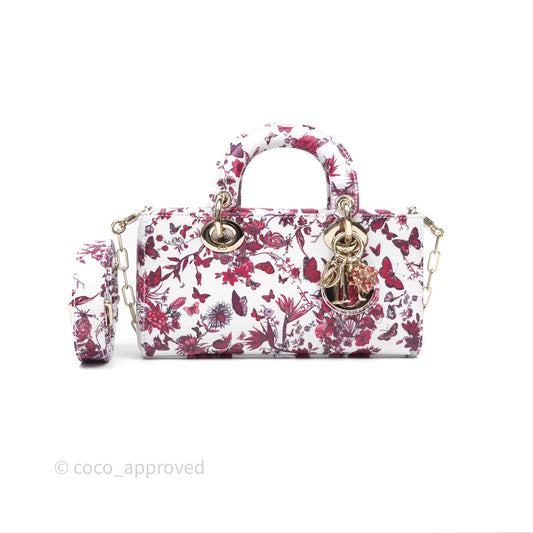 Christian Dior Small Lady D-Joy Bag Coeur Des Papillons Calfskin Light Gold Hardware