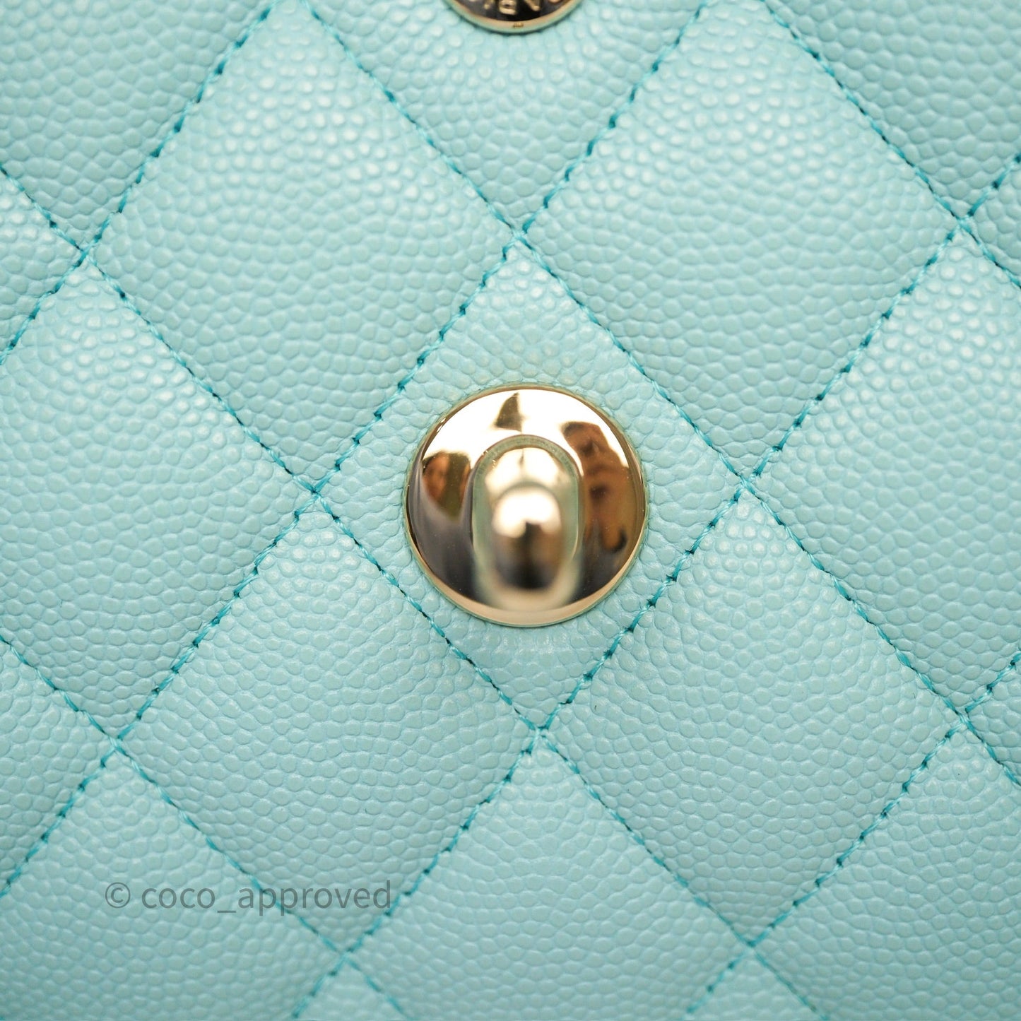 Chanel Small Classic Flap Quilted Light Tiffany Blue Caviar Gold Hardware