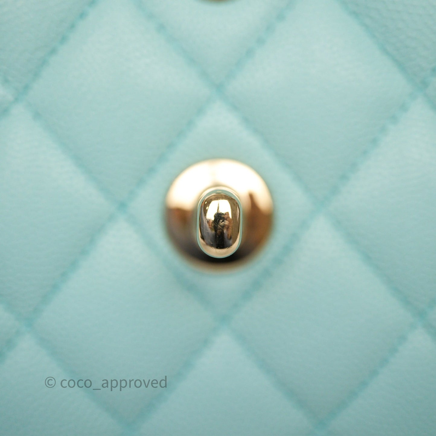 Chanel Small Classic Flap Quilted Light Tiffany Blue Caviar Gold Hardware