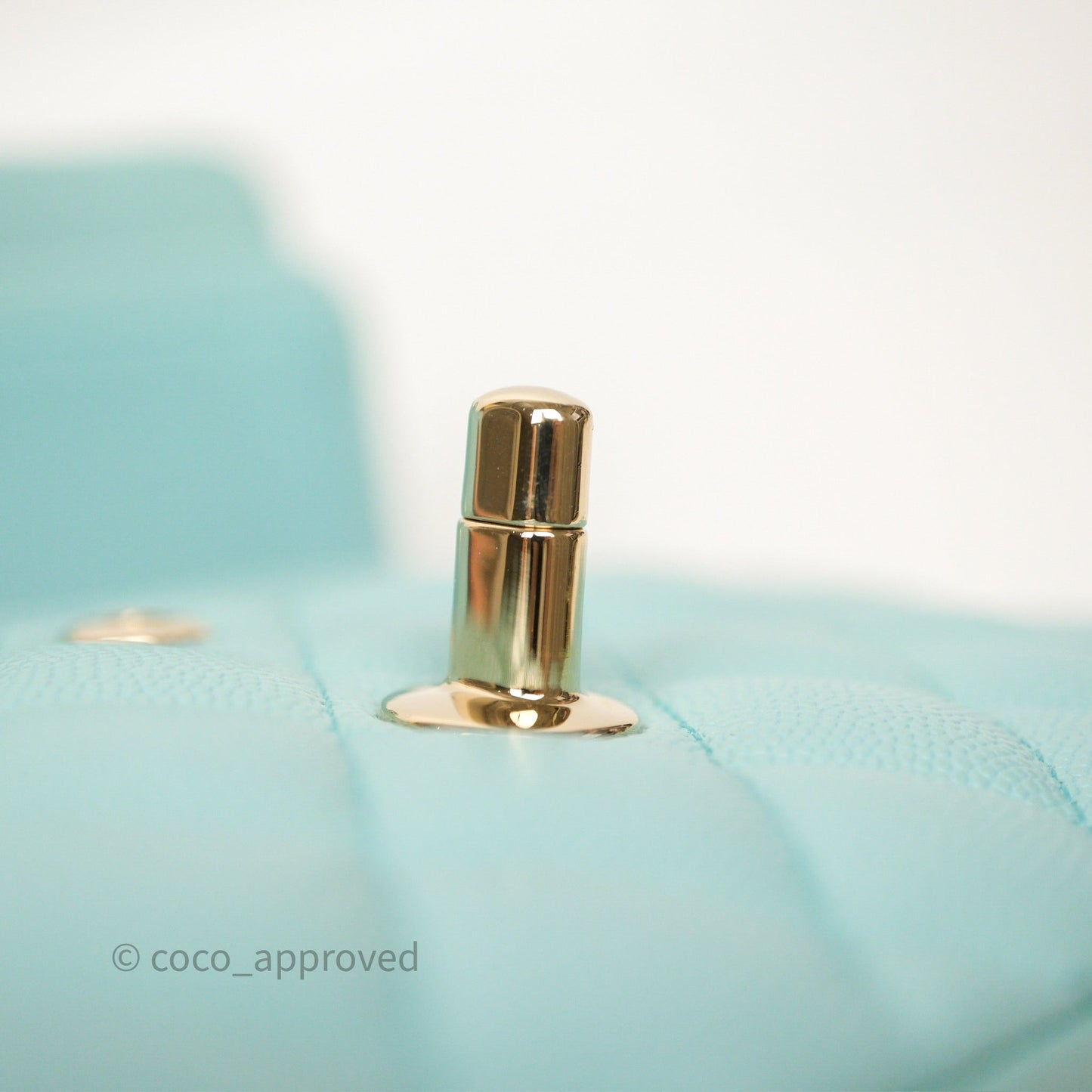 Chanel Small Classic Flap Quilted Light Tiffany Blue Caviar Gold Hardware