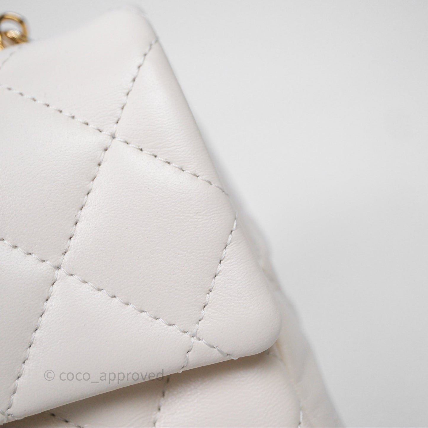 Chanel Top Handle White Lambskin Gold Hardware