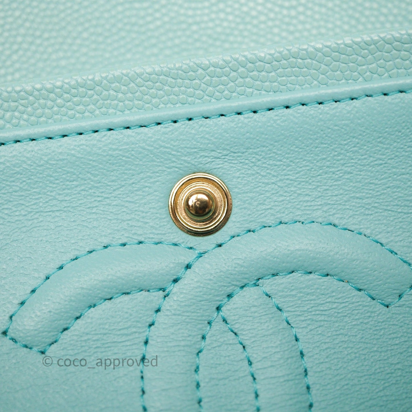 Chanel Small Classic Flap Quilted Light Tiffany Blue Caviar Gold Hardware