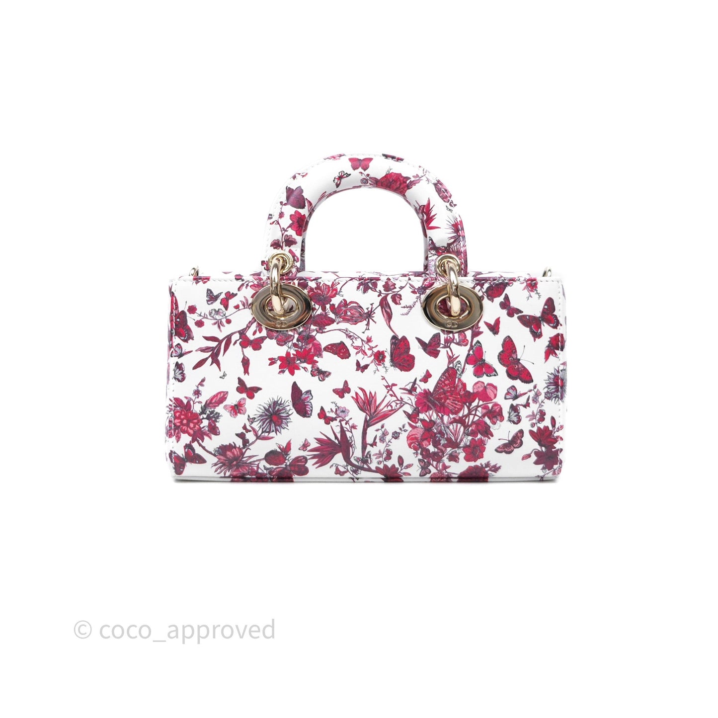 Christian Dior Small Lady D-Joy Bag Coeur Des Papillons Calfskin Light Gold Hardware
