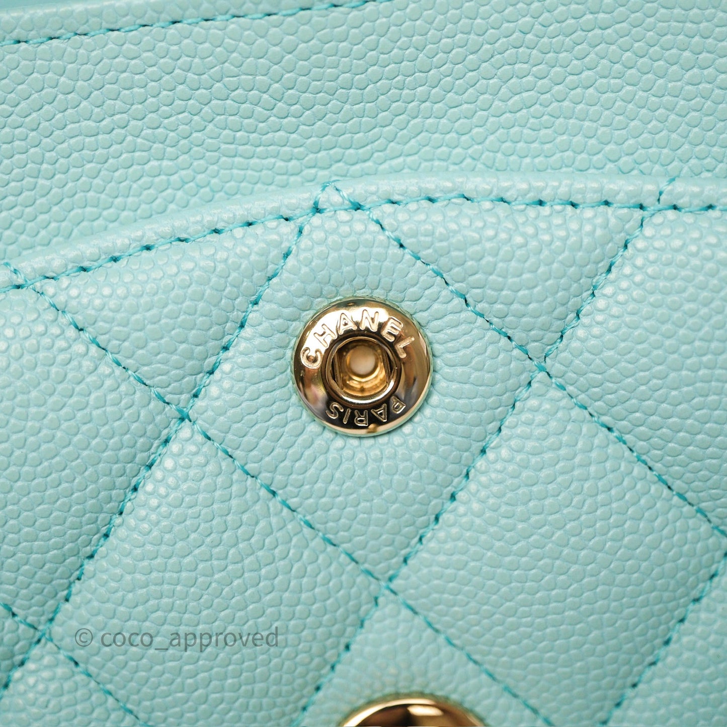 Chanel Small Classic Flap Quilted Light Tiffany Blue Caviar Gold Hardware