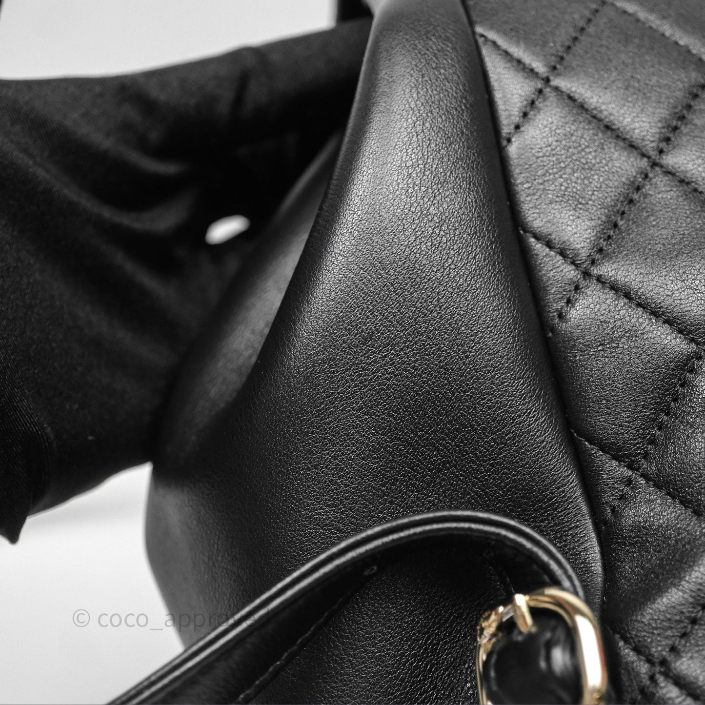 Chanel Quilted Large Duma Drawstring Backpack Black Calfskin