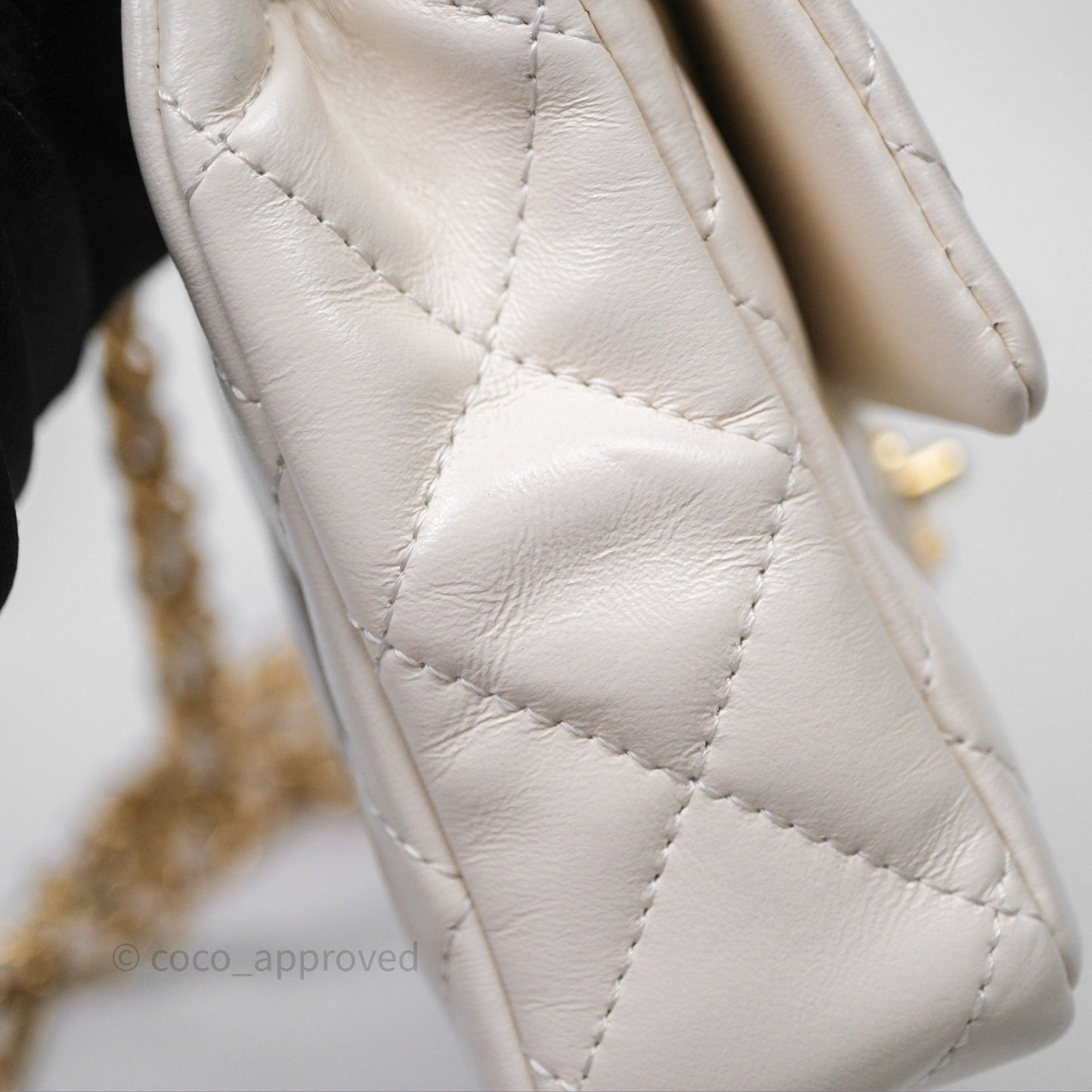 Chanel Top Handle White Lambskin Gold Hardware