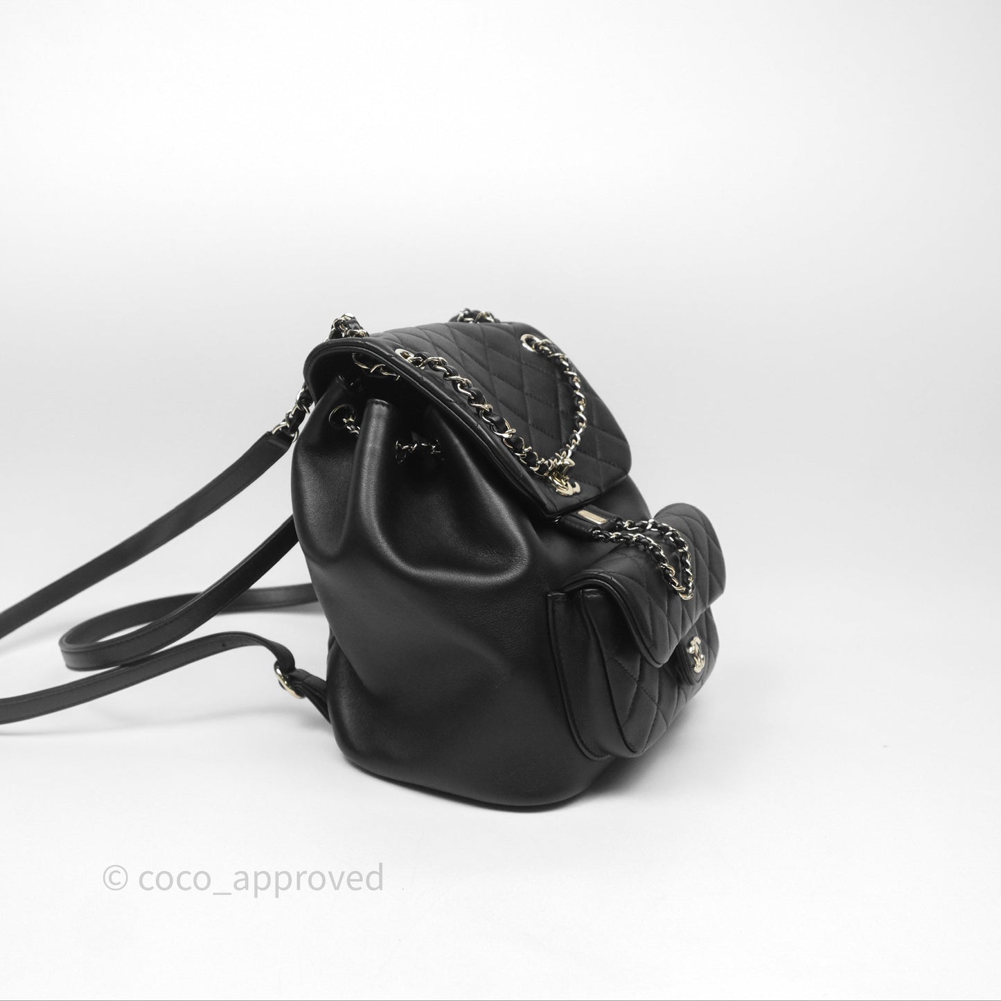 Chanel Quilted Large Duma Drawstring Backpack Black Calfskin