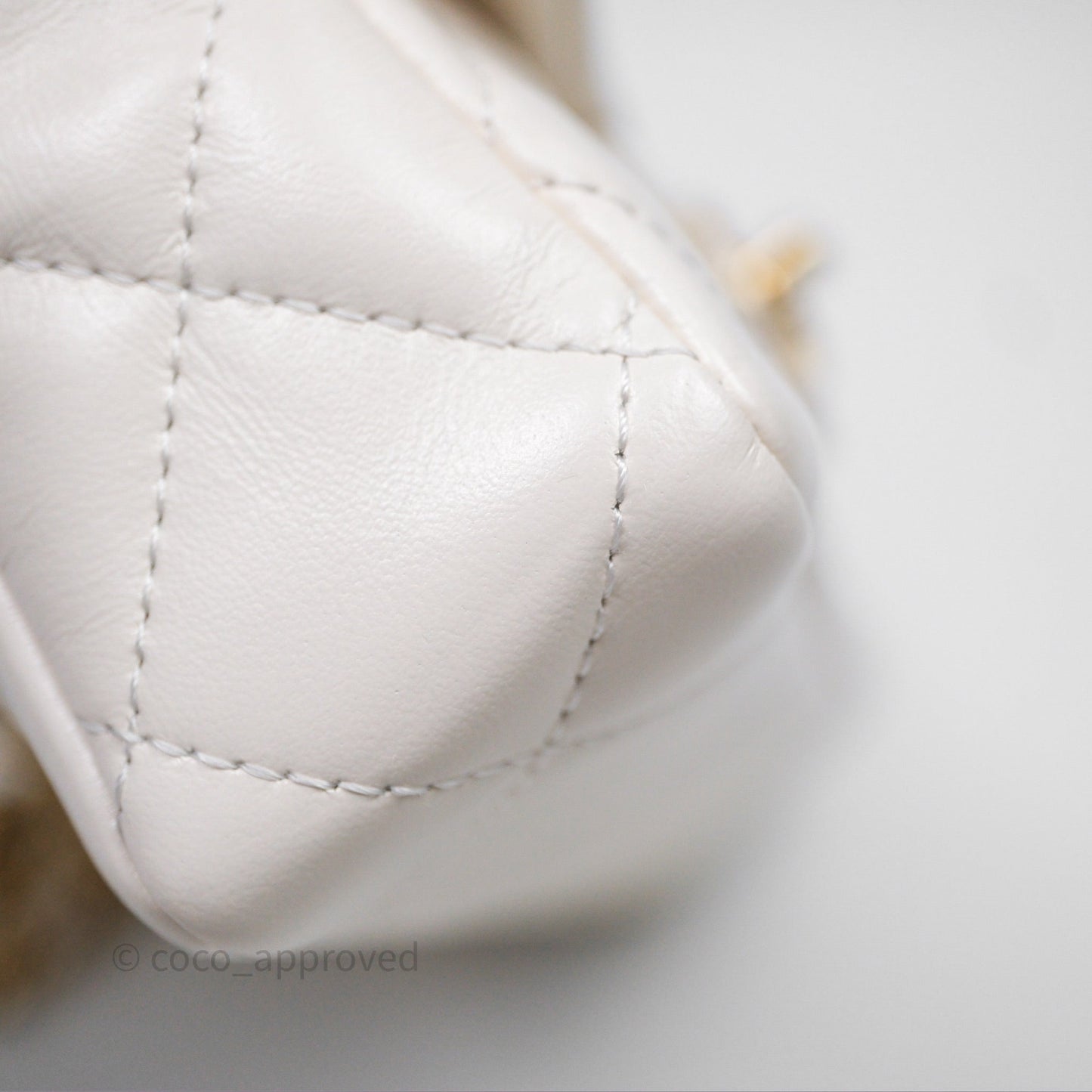 Chanel Top Handle White Lambskin Gold Hardware