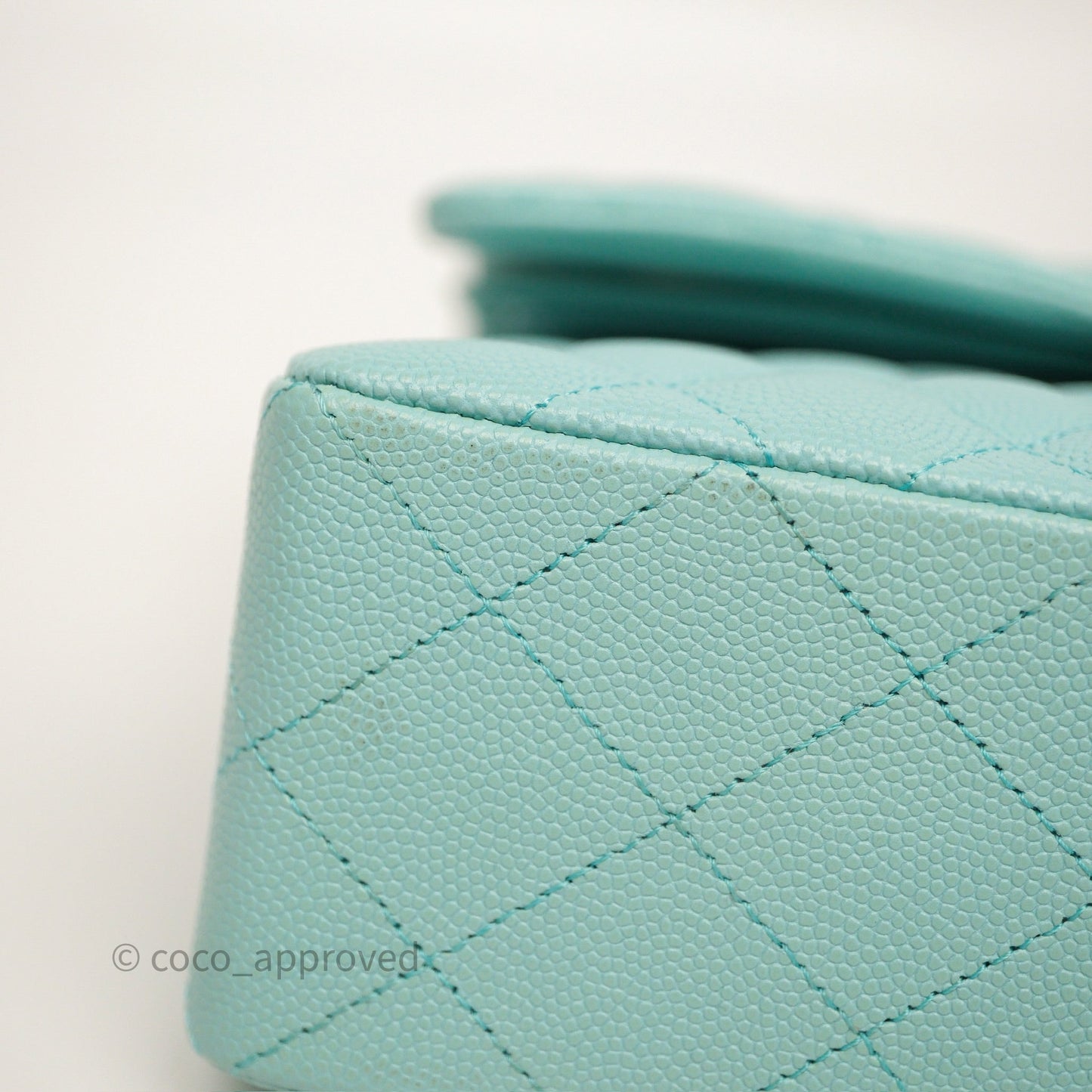 Chanel Small Classic Flap Quilted Light Tiffany Blue Caviar Gold Hardware