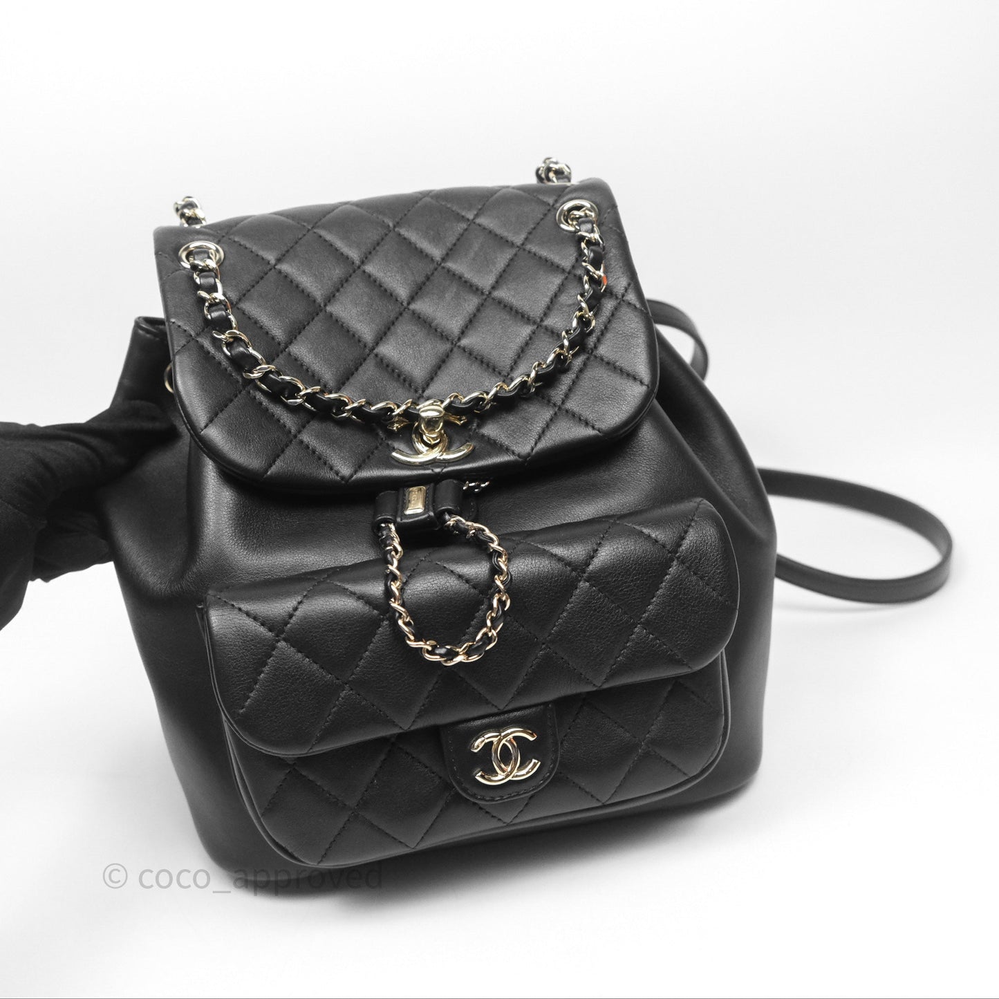 Chanel Quilted Large Duma Drawstring Backpack Black Calfskin