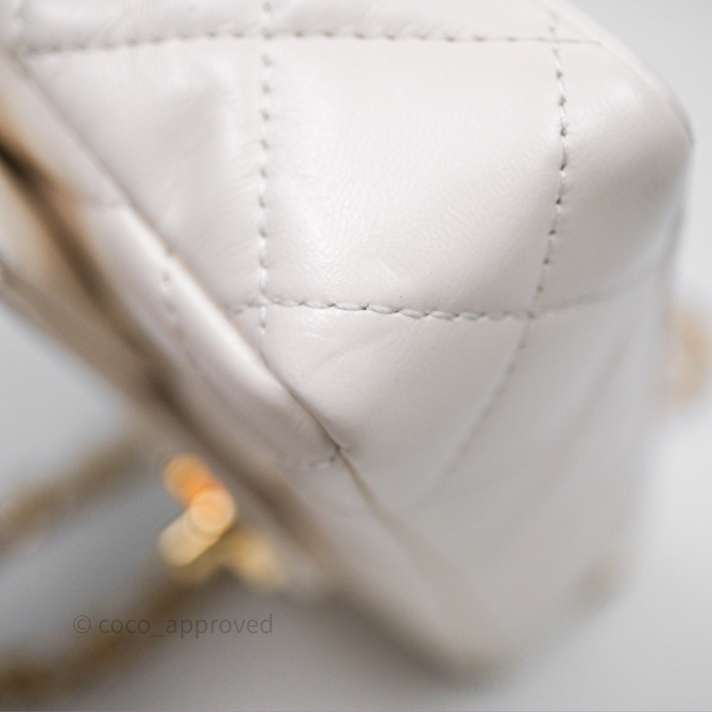 Chanel Top Handle White Lambskin Gold Hardware