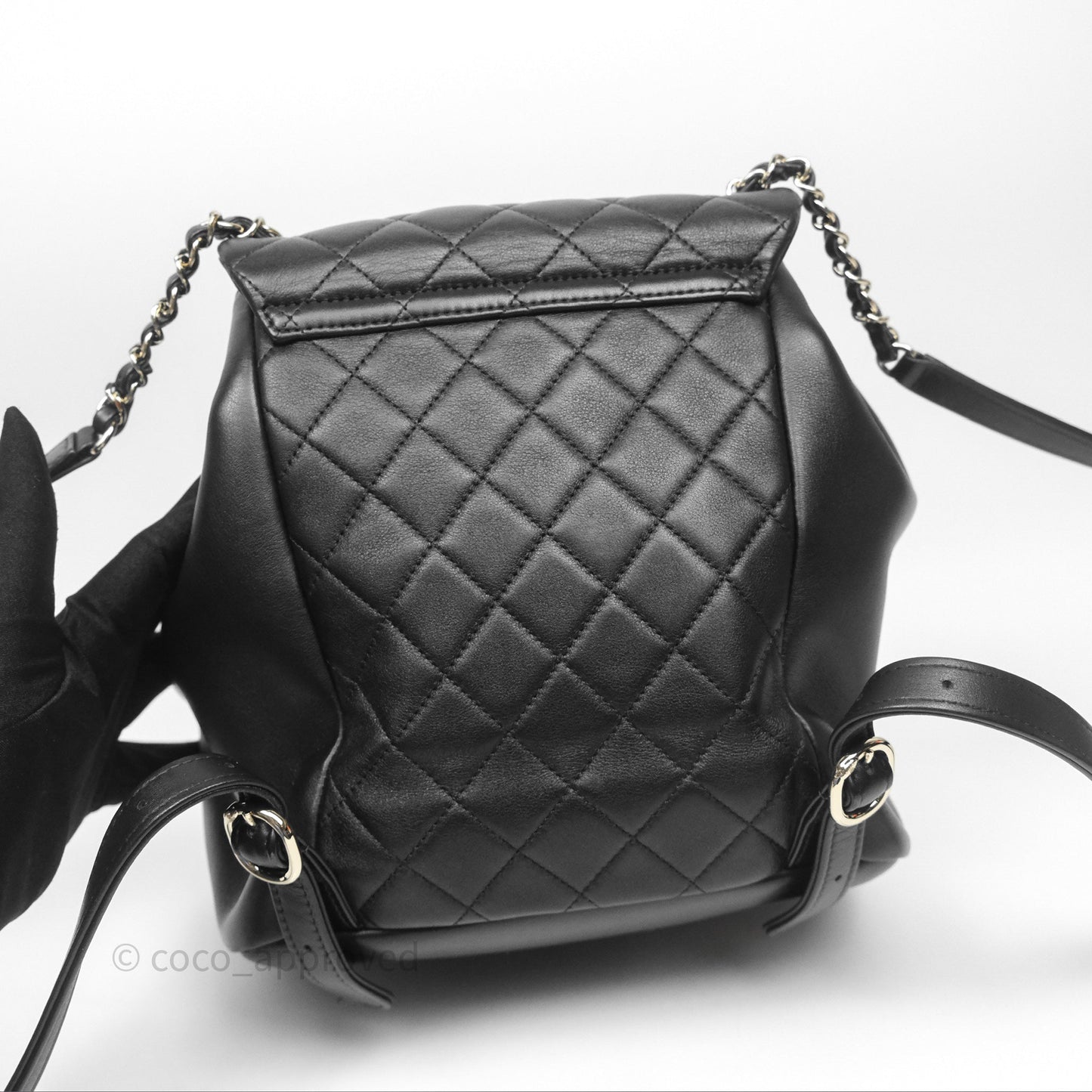 Chanel Quilted Large Duma Drawstring Backpack Black Calfskin