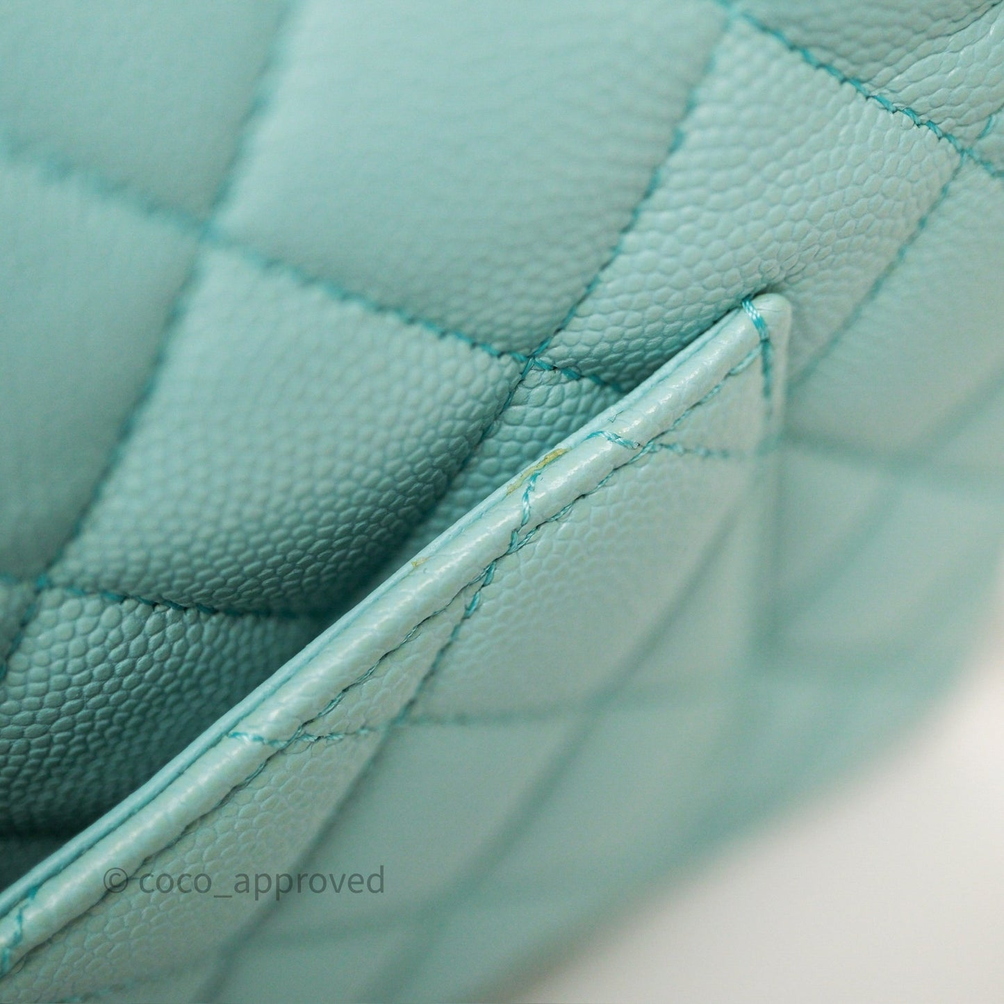Chanel Small Classic Flap Quilted Light Tiffany Blue Caviar Gold Hardware