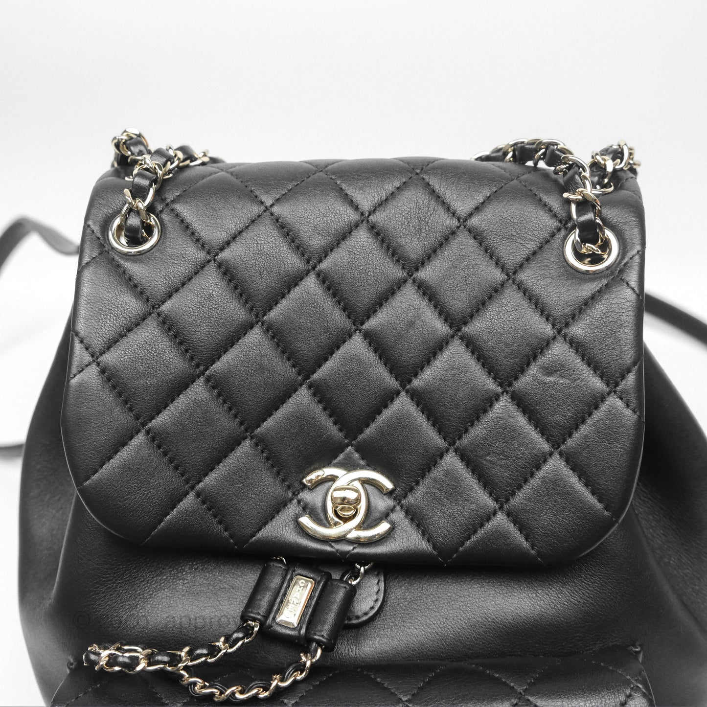 Chanel Quilted Large Duma Drawstring Backpack Black Calfskin