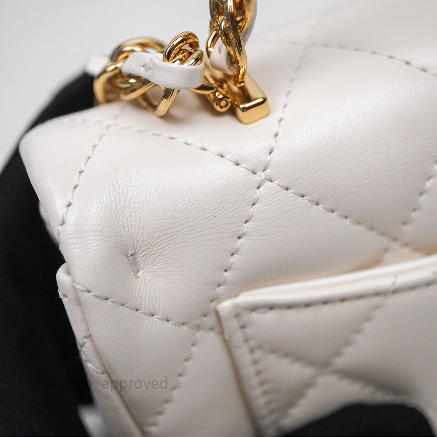 Chanel Top Handle White Lambskin Gold Hardware