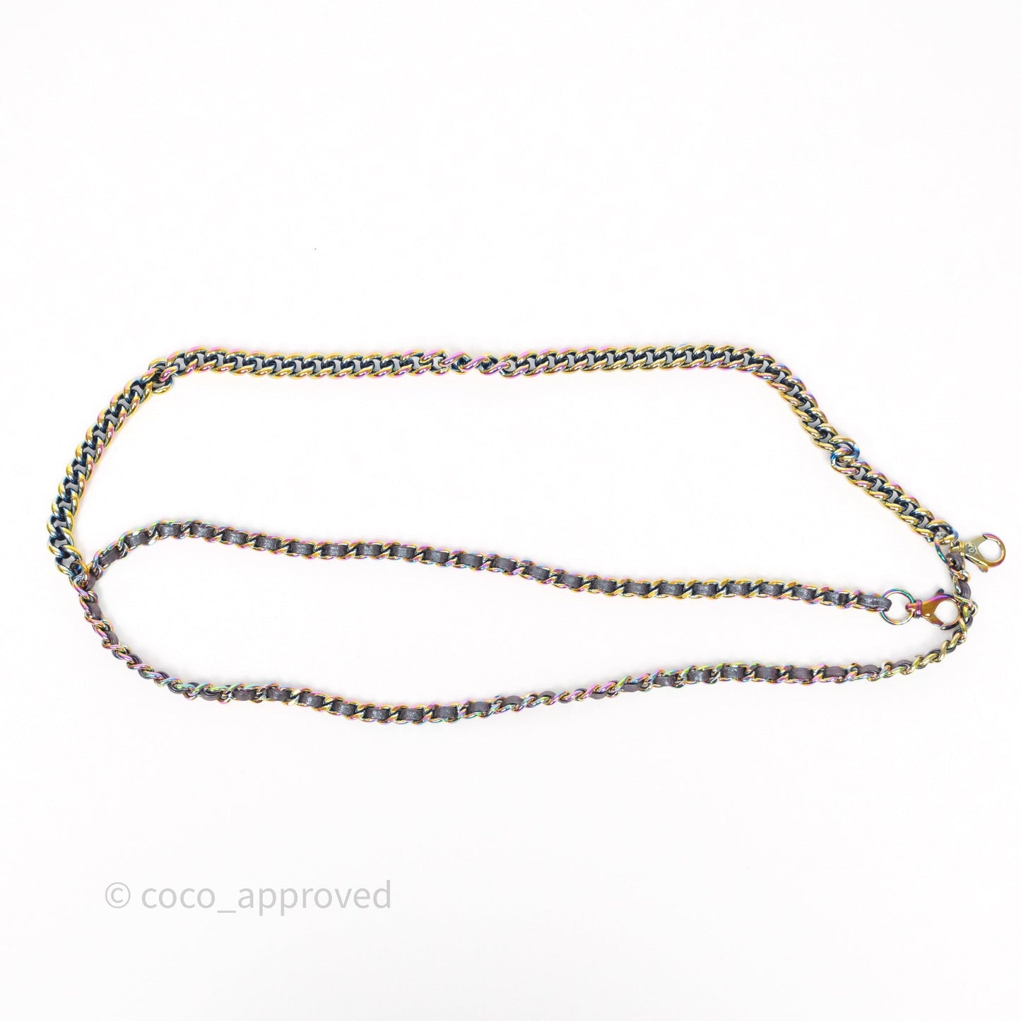 Chanel Quilted Double Carry Waist Chain Flap Iridescent Purple Goatskin Rainbow Hardware