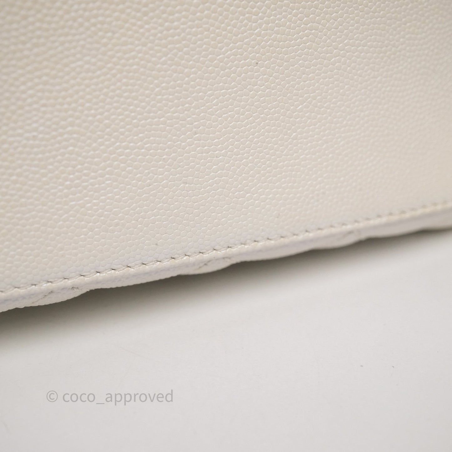 Chanel Mini Coco Handle Quilted Iridescent White Caviar Gold Hardware