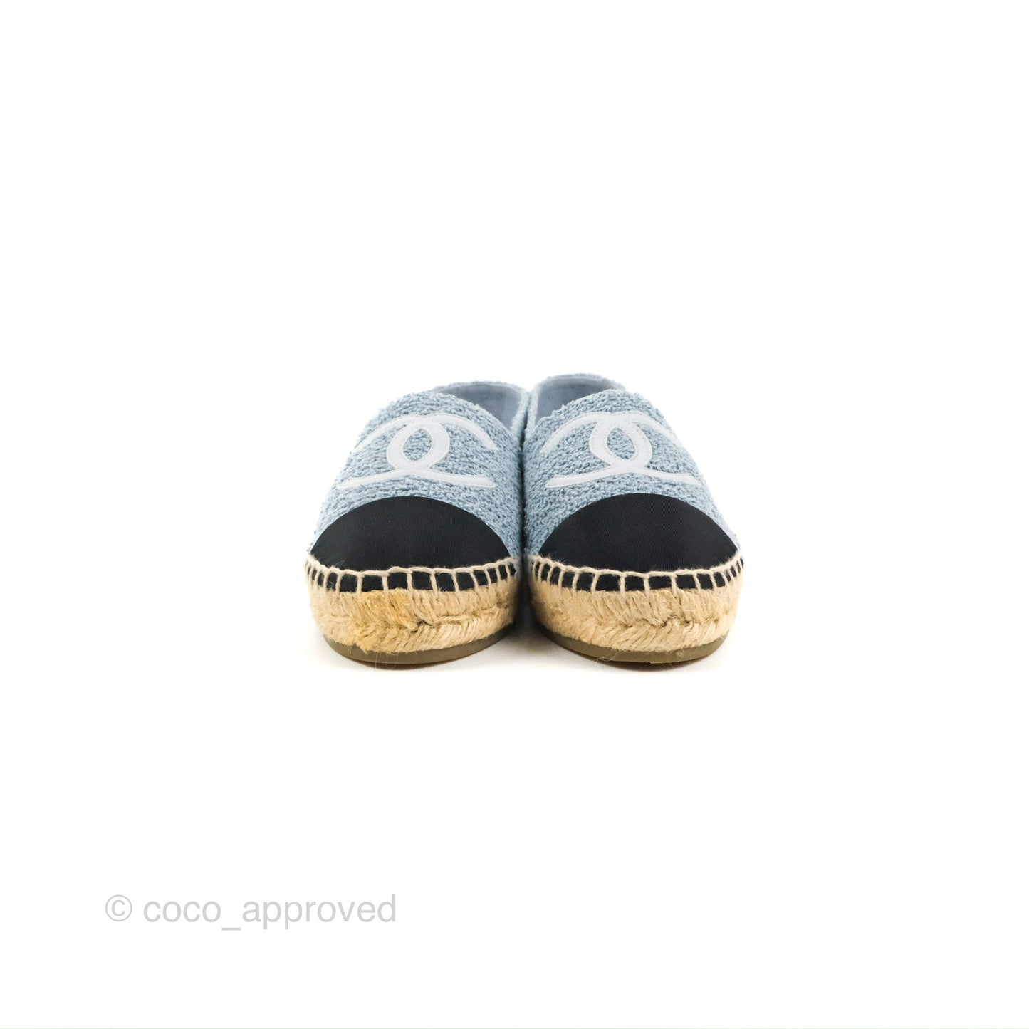 Chanel Espadrille Black Blue Tweed Size 37