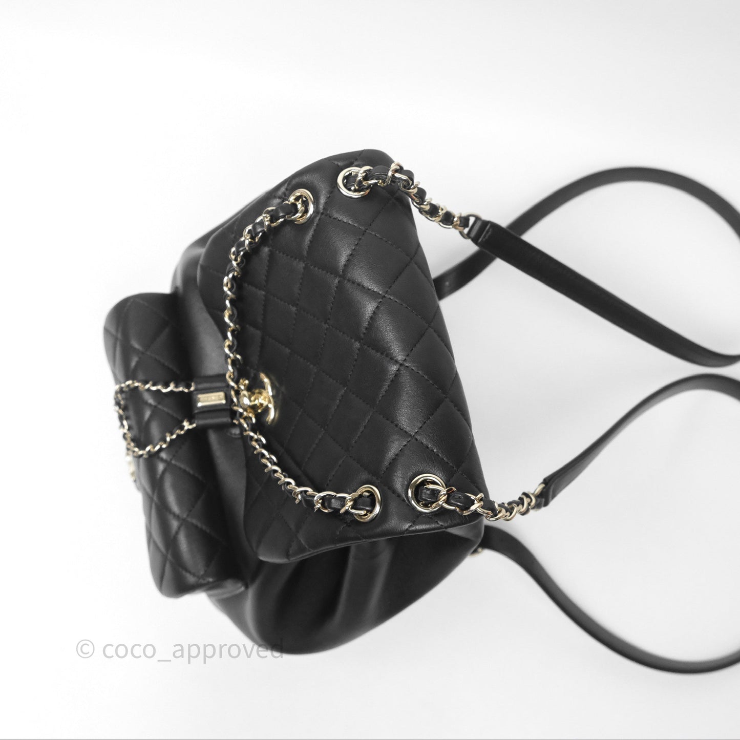 Chanel Quilted Large Duma Drawstring Backpack Black Calfskin