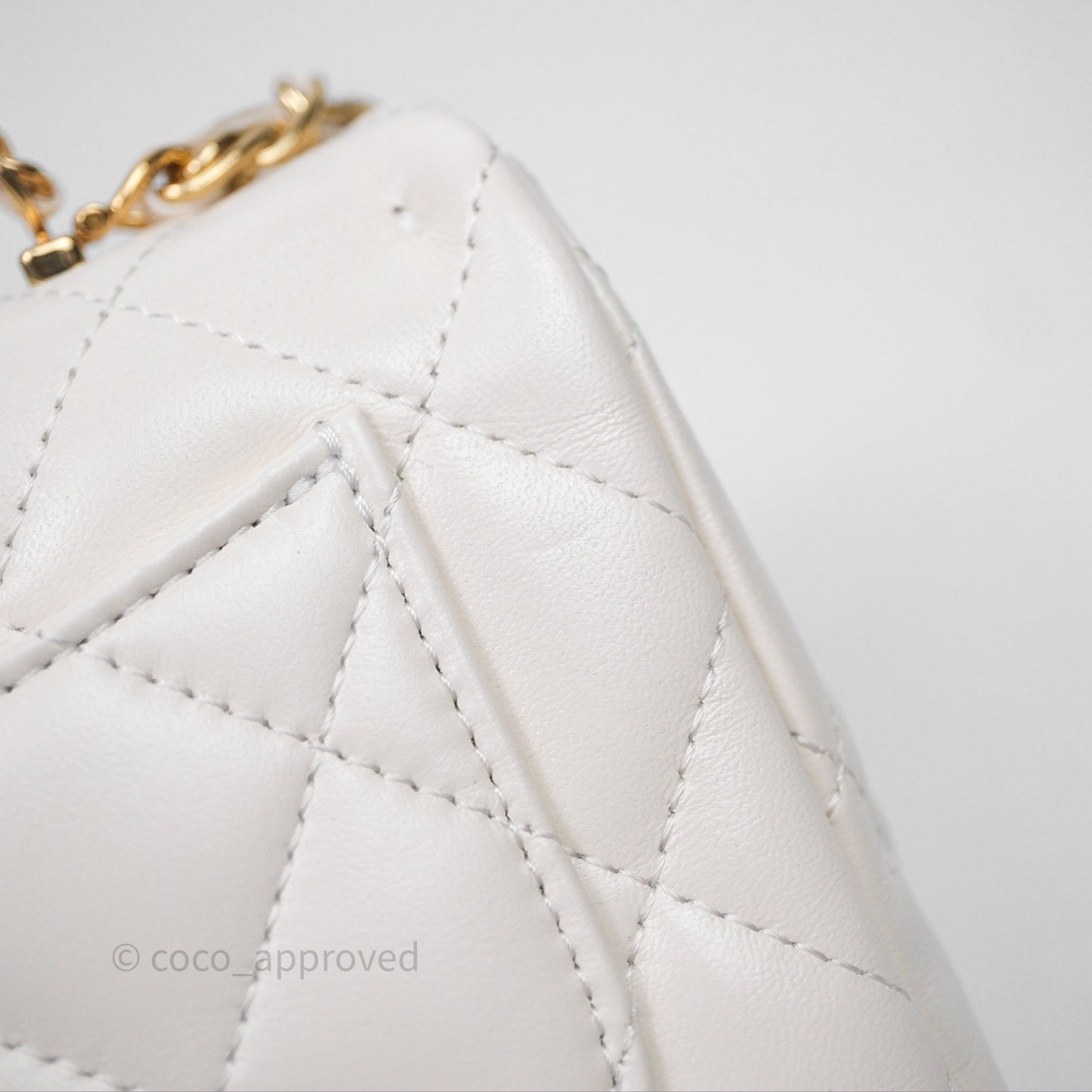 Chanel Top Handle White Lambskin Gold Hardware