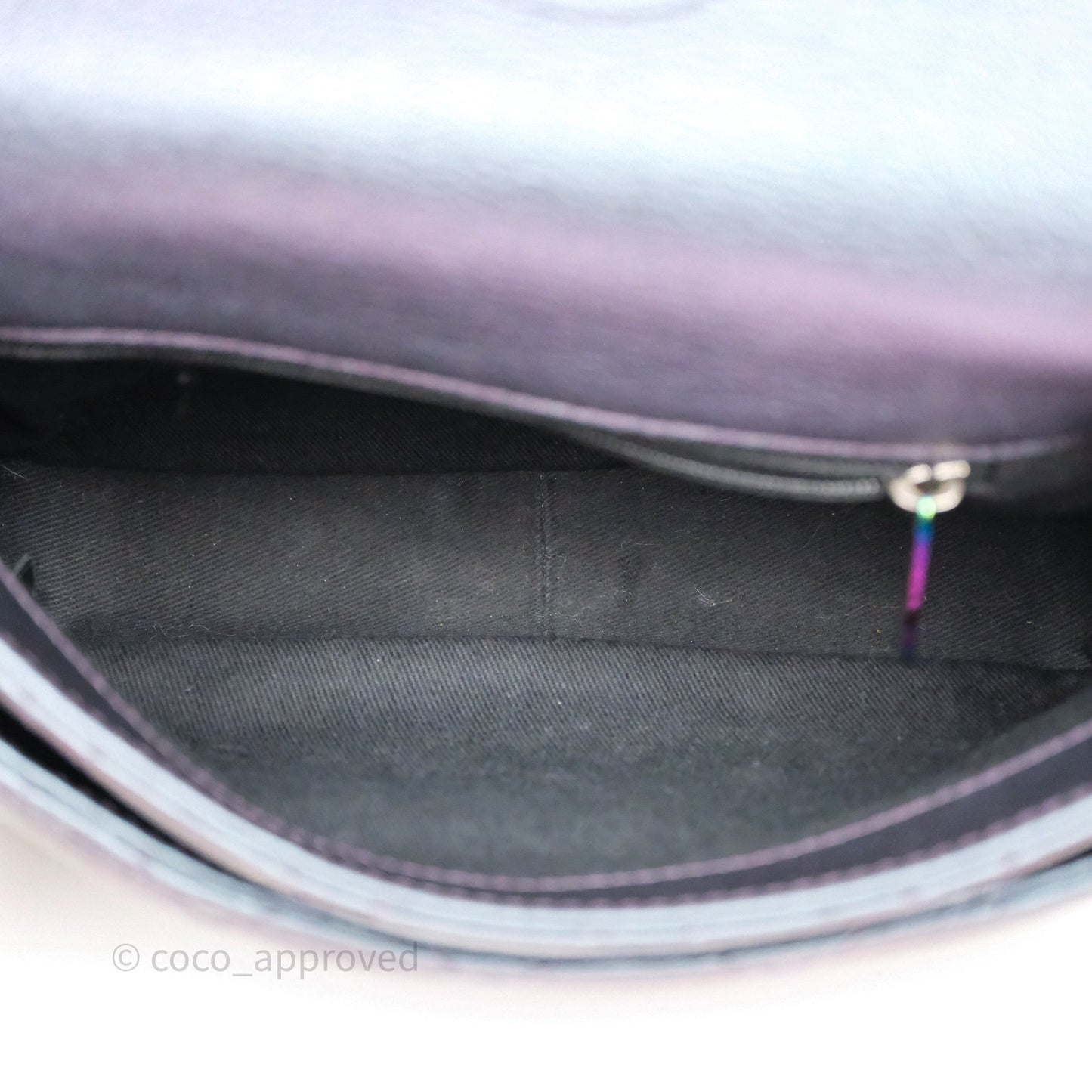 Chanel Quilted Double Carry Waist Chain Flap Iridescent Purple Goatskin Rainbow Hardware