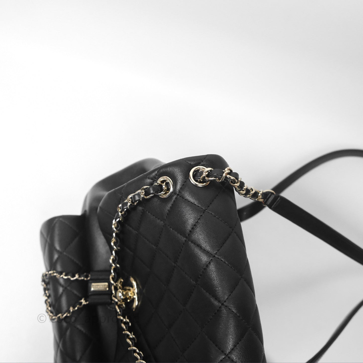 Chanel Quilted Large Duma Drawstring Backpack Black Calfskin
