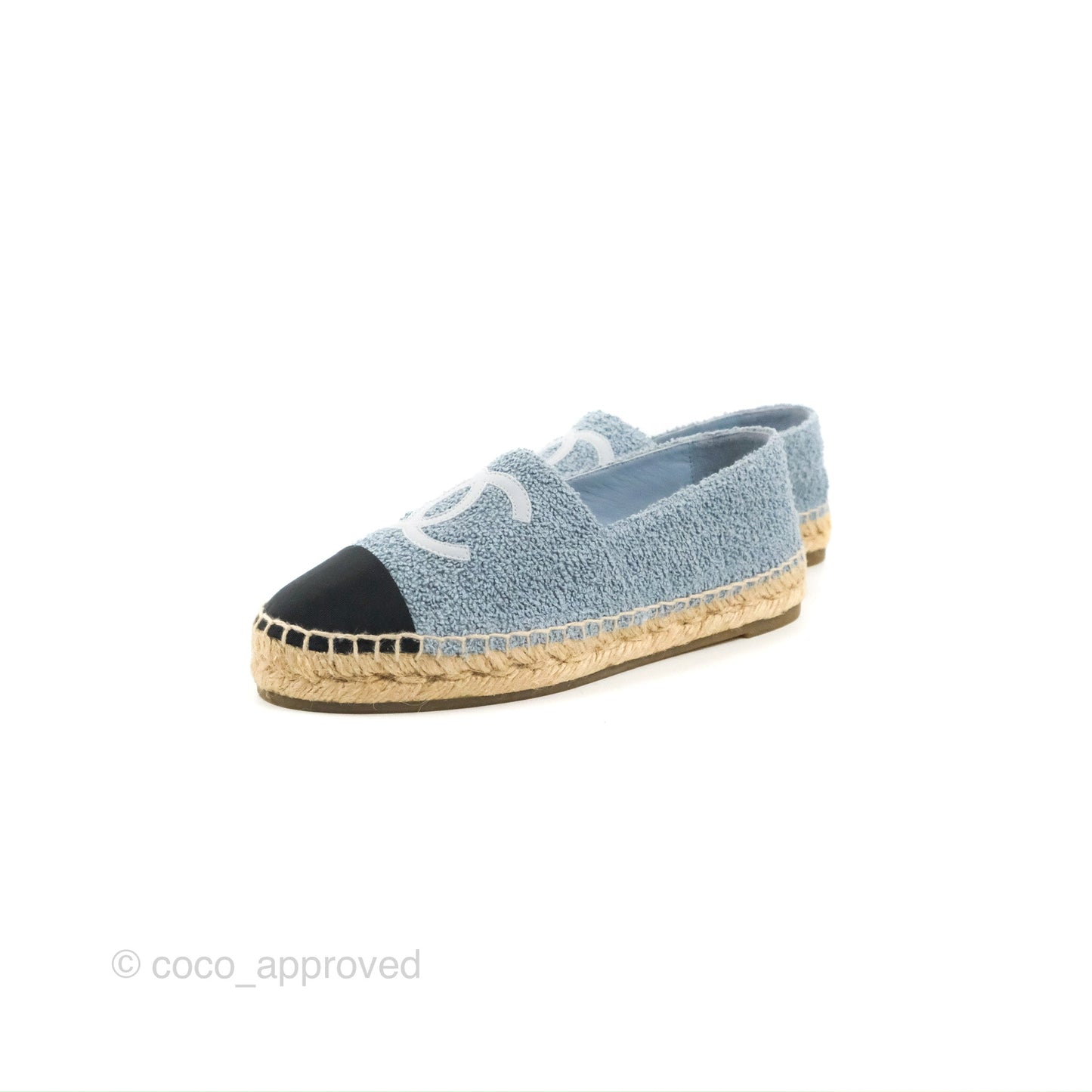 Chanel Espadrille Black Blue Tweed Size 37