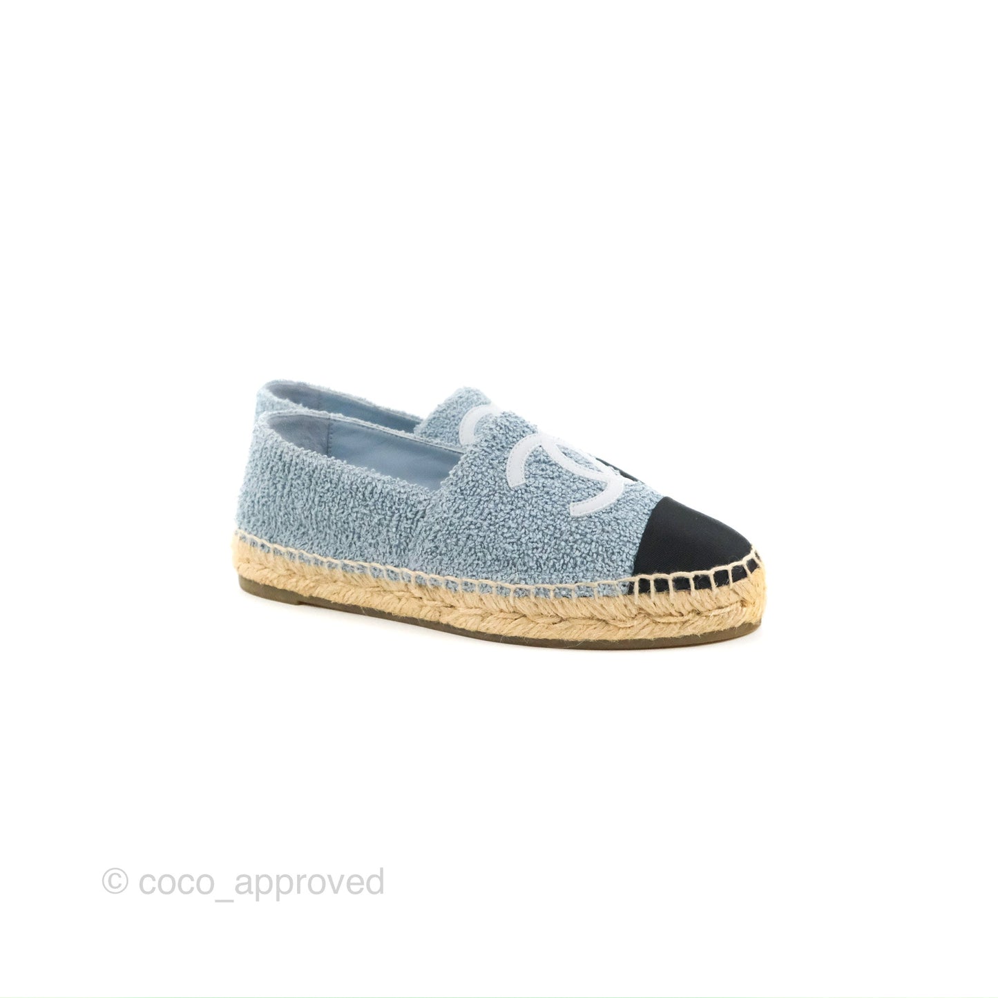 Chanel Espadrille Black Blue Tweed Size 37